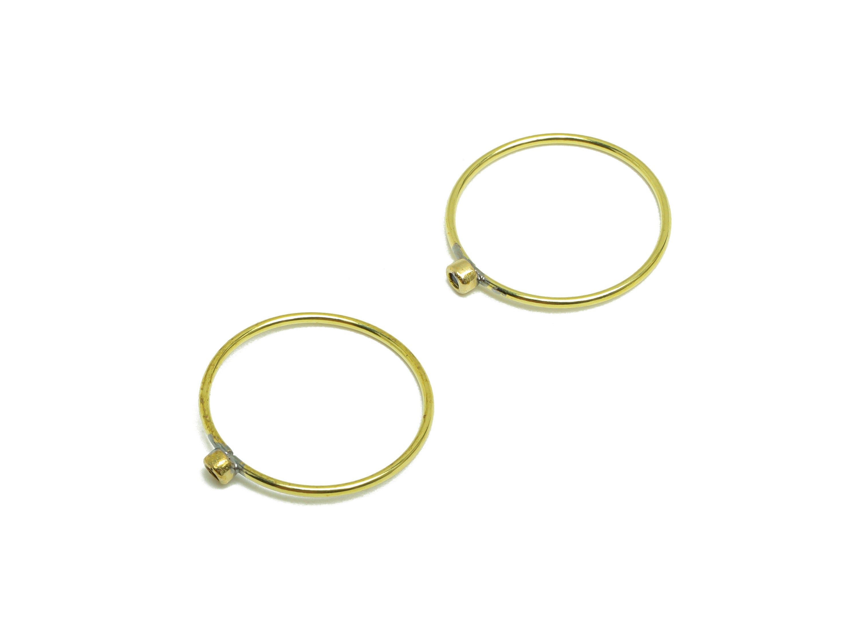 Black Brass Zircon Ring - Raw Brass Ring - Brass Chain Rings - Brass Cubic Zircon Rings - 19.2x17.8x2.8mm - PP10337K - DOMEDBAZAAR