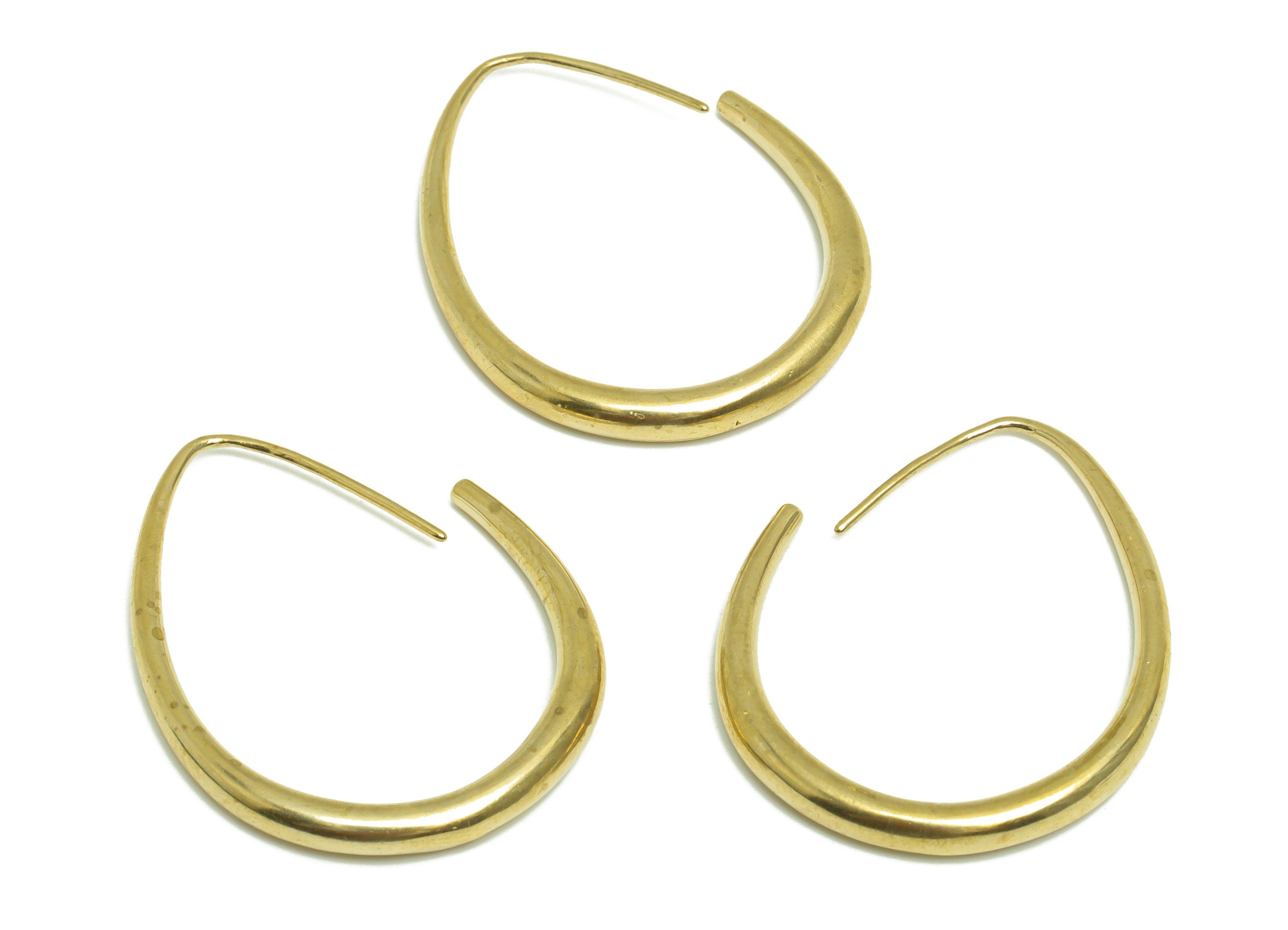 Brass Wire Teardrop Earring Hook - Raw Brass Drop Hoop Earrings - Raw Brass Hoops Earring - Raw Brass Earring - 34.8x27.8x3.5mm - PP10332 - DOMEDBAZAAR