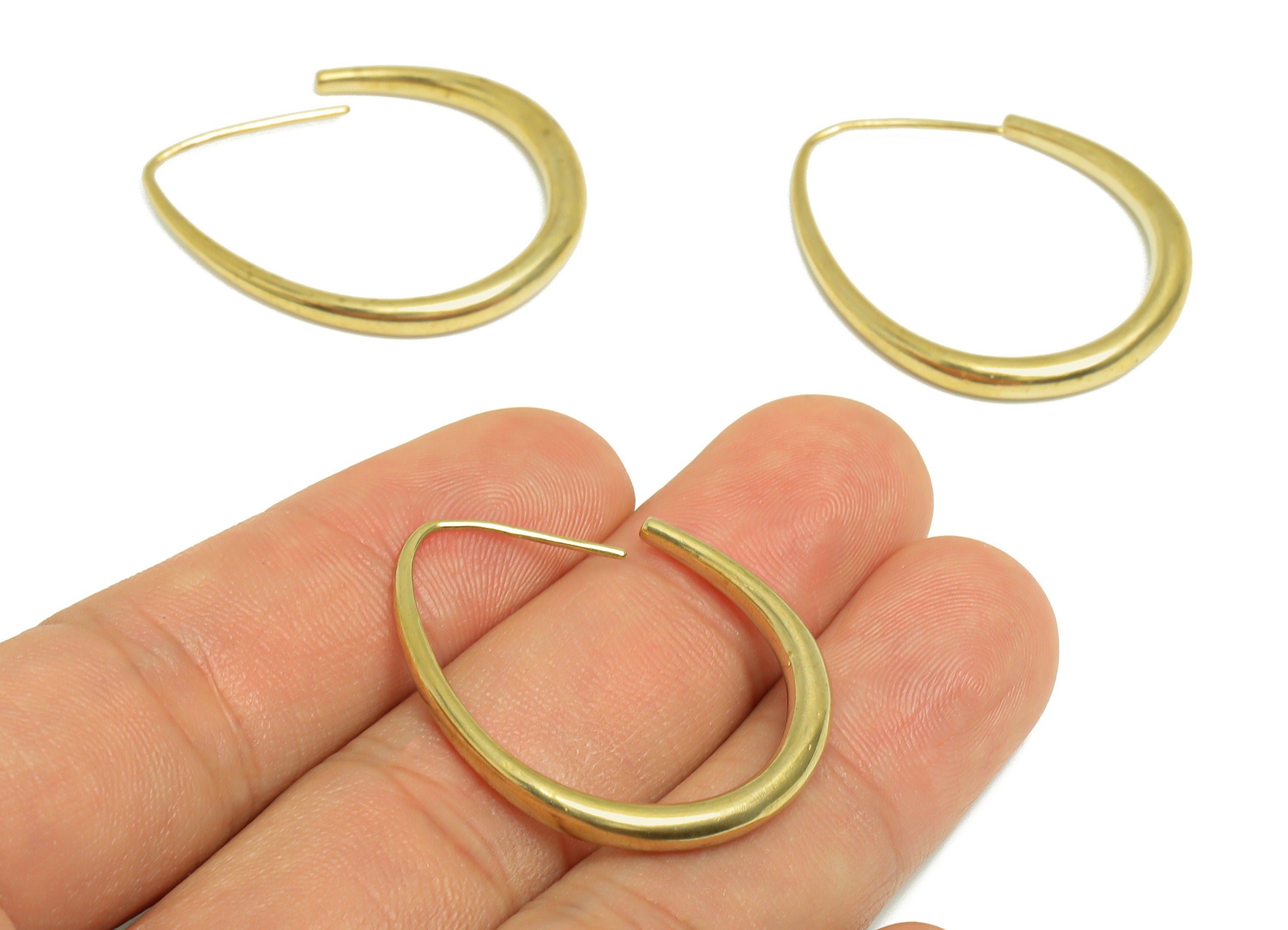 Brass Wire Teardrop Earring Hook - Raw Brass Drop Hoop Earrings - Raw Brass Hoops Earring - Raw Brass Earring - 34.8x27.8x3.5mm - PP10332 - DOMEDBAZAAR