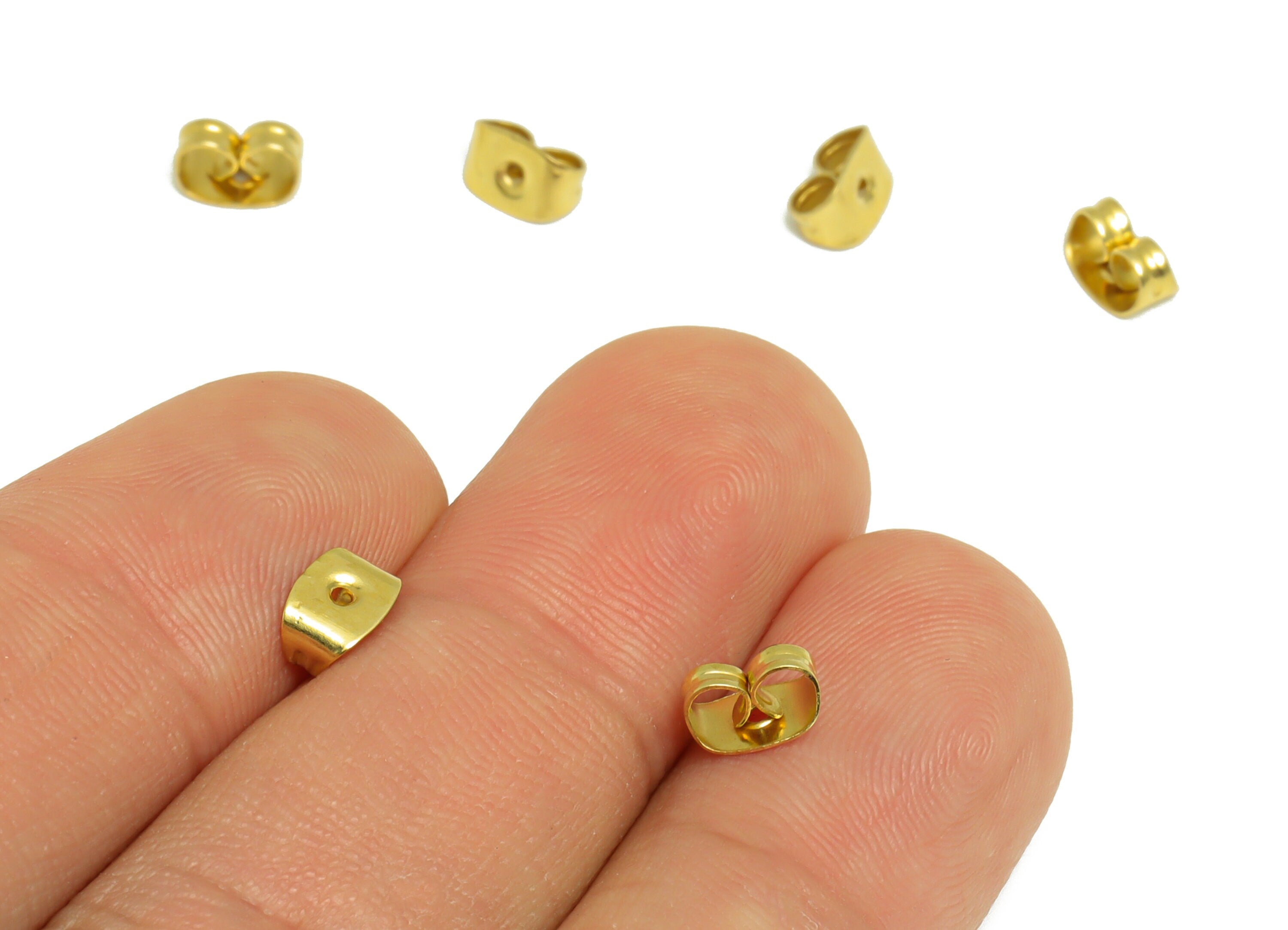 Brass Earring Backs - Raw Brass Earring Backs - Earring Stud Back Stoppers - Post Nuts - Ear Wire Backs - 6.6x3.75x3.5mm - PP10320 - DOMEDBAZAAR