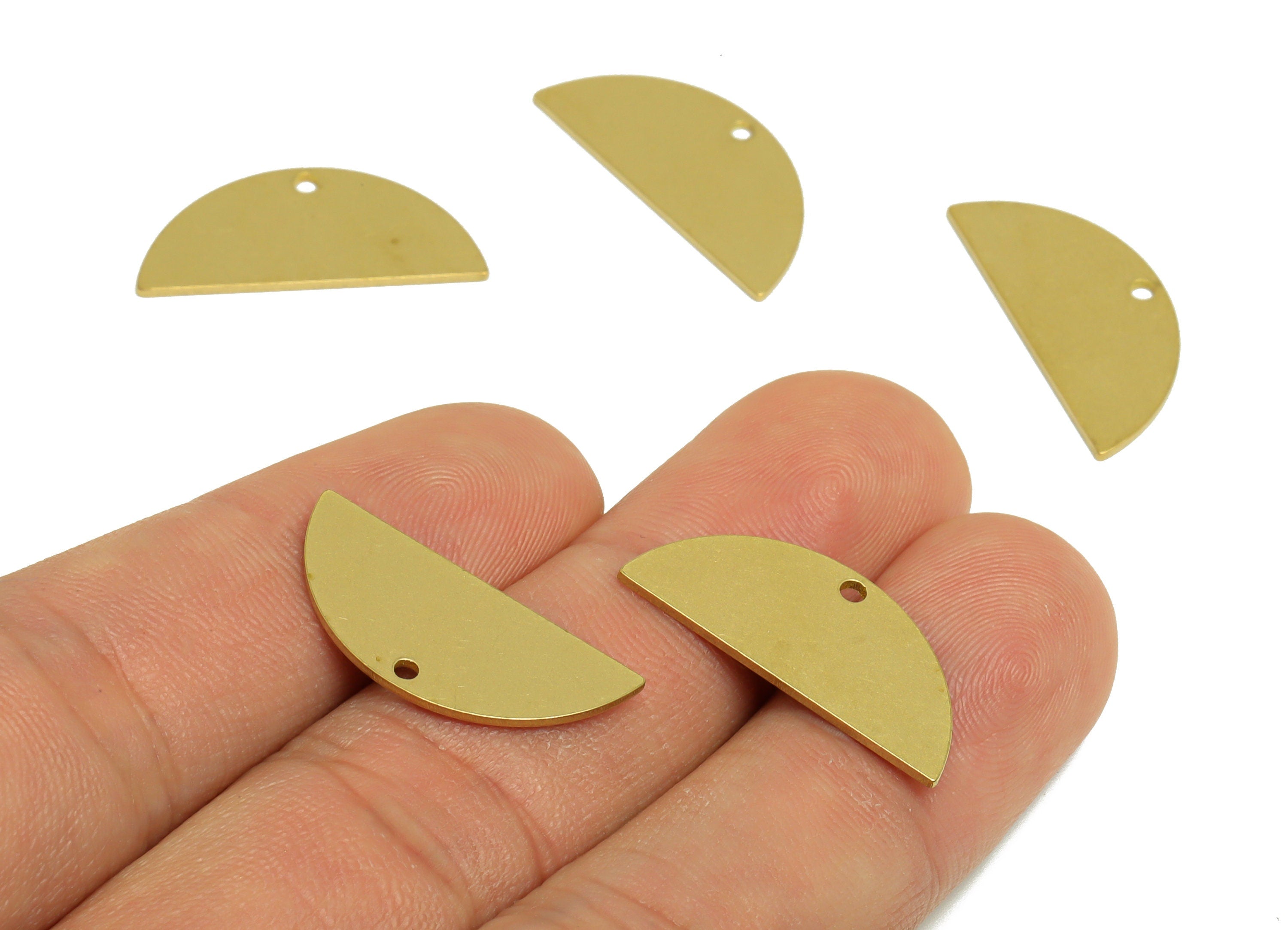 Brass Half Moon Earring Charms - Raw Brass Semi Circle Pendant - Earring Findings - Jewelry Making - 15x24x1mm - PP10311 - DOMEDBAZAAR