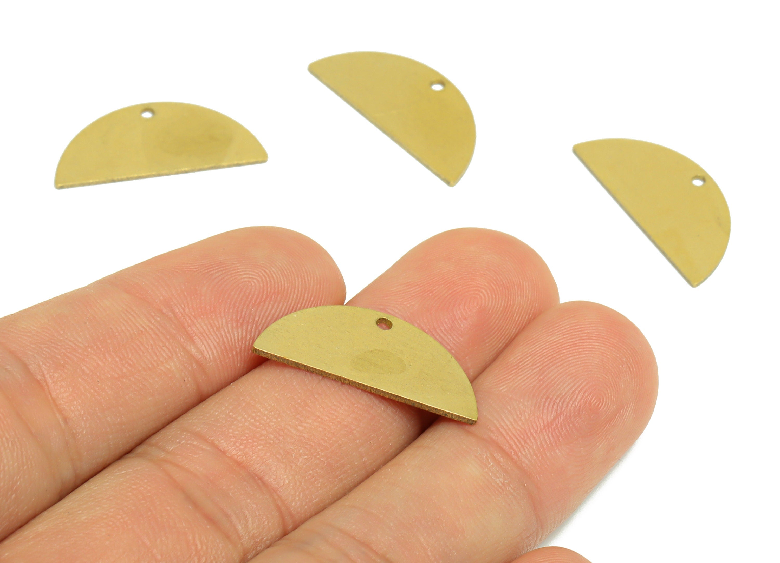 Brass Half Moon Earring Charms - Raw Brass Semi Circle Pendant - Earring Findings - Jewelry Making - 24x10.5x0.8mm - PP10331 - DOMEDBAZAAR
