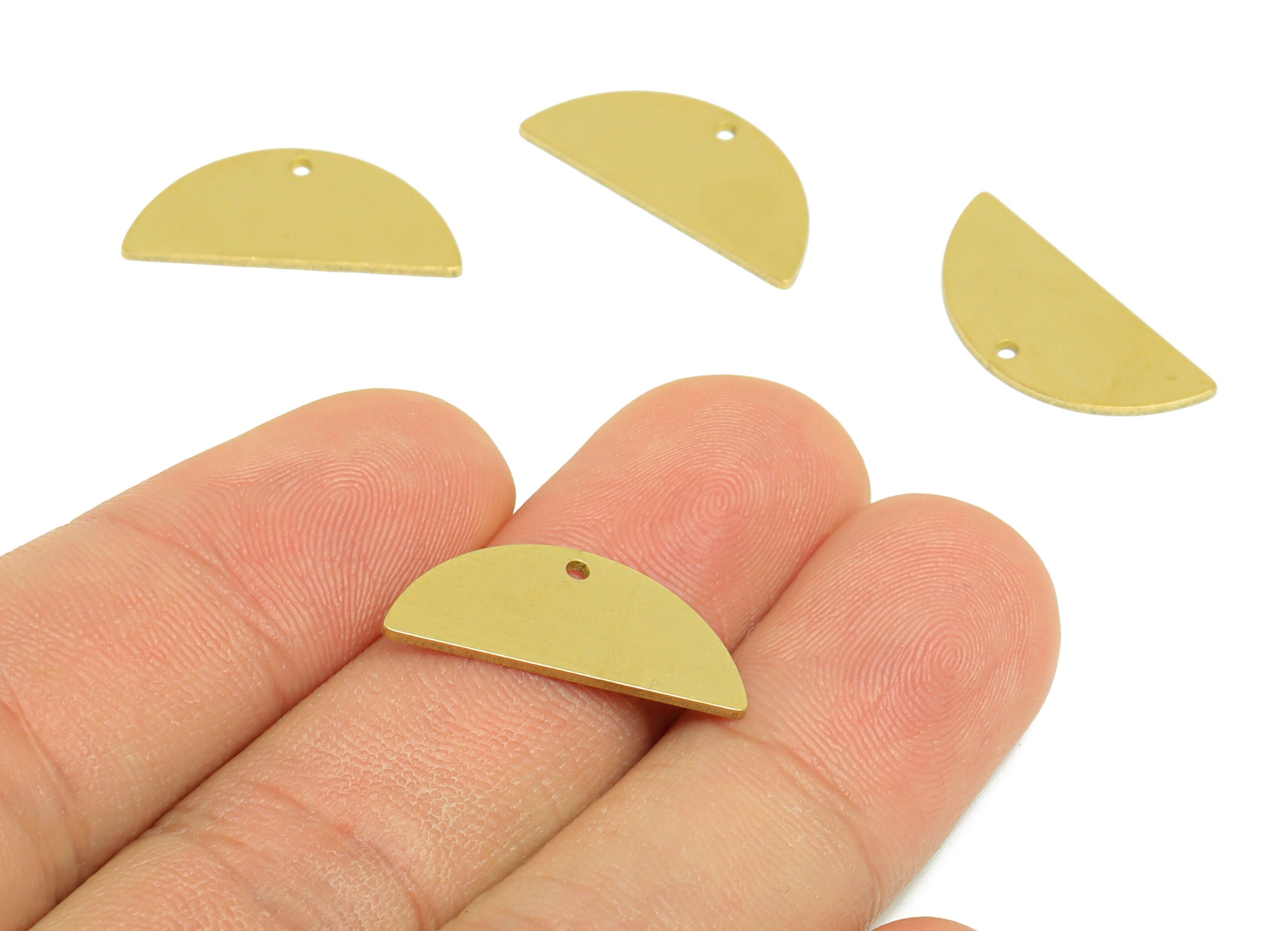 Brass Half Moon Earring Charms - Raw Brass Semi Circle Pendant - Earring Findings - Jewelry Making - 22x9.6x0.8mm - PP10328 - DOMEDBAZAAR