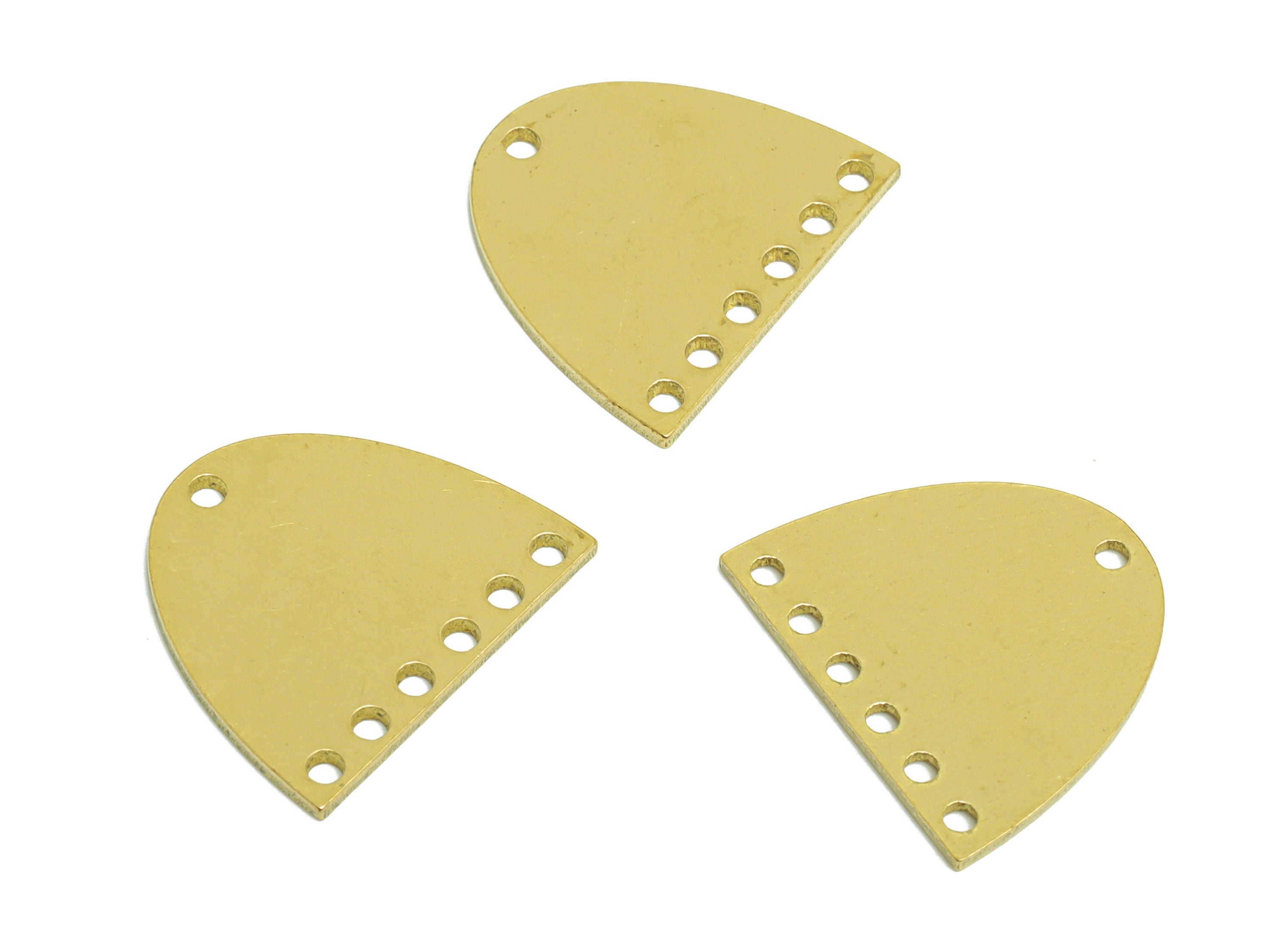 Brass Domed Connector - Raw Brass Semicircle Earring Connectors - Brass Domed With 10 Hole - Jewelry Supplies - 20x17.5x1mm - PP10327 - DOMEDBAZAAR