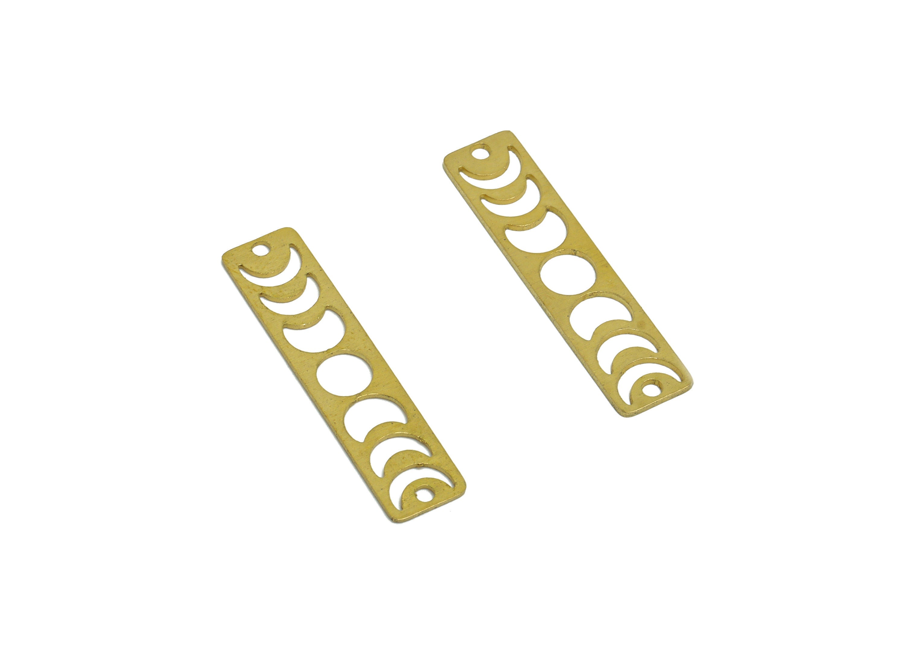 Brass Phases Of Moon Connector - Raw Brass Rectangle Pendant - Earring Findings - Moon Connector - Jewelry Supplies - 30x6.7x0.6mm - PP10326 - DOMEDBAZAAR