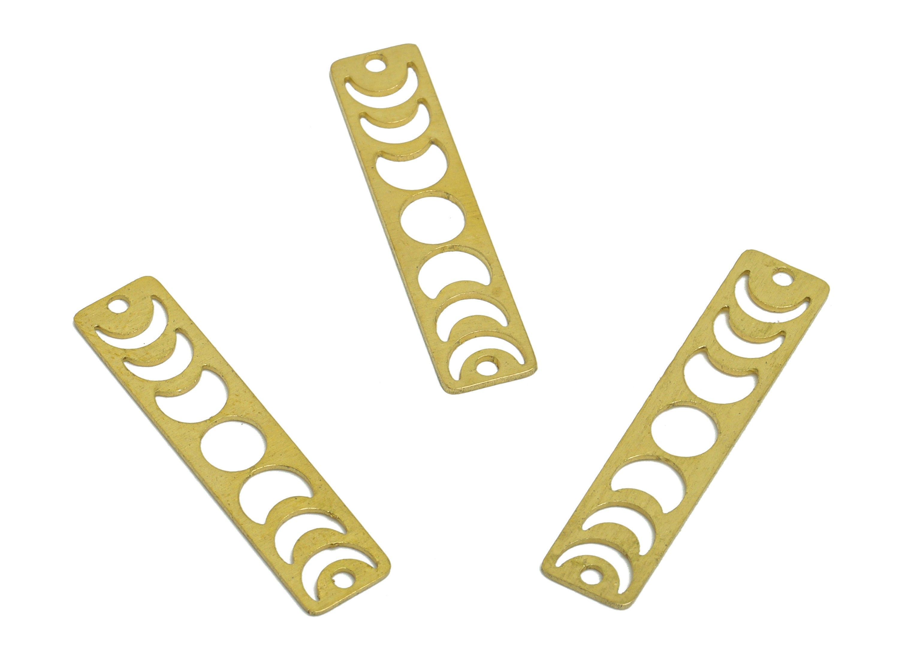 Brass Phases Of Moon Connector - Raw Brass Rectangle Pendant - Earring Findings - Moon Connector - Jewelry Supplies - 30x6.7x0.6mm - PP10326 - DOMEDBAZAAR
