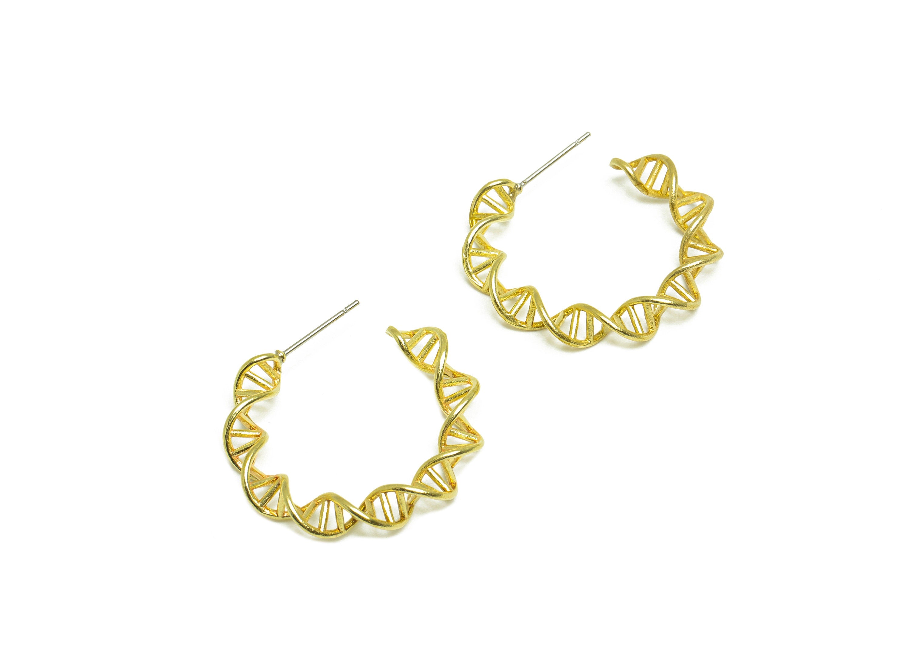 Brass Hoop C Earring Post - Raw Brass Rotating Ladder Earring Post - Brass Open Hoop Earring Post - Brass Steel Stud - 32x26x4mm - PP10098 - DOMEDBAZAAR