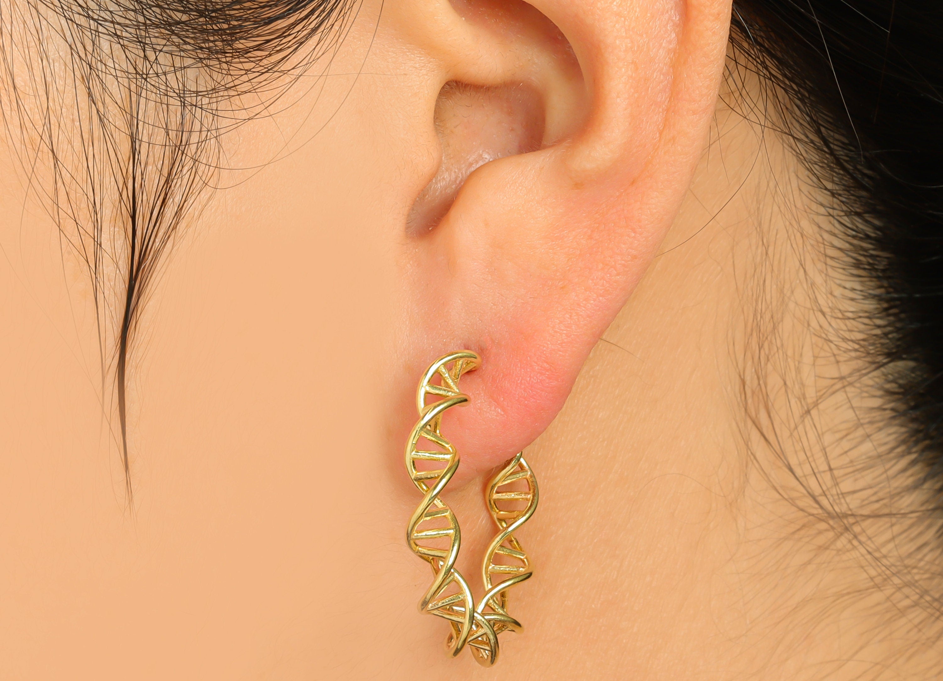 Brass Hoop C Earring Post - Raw Brass Rotating Ladder Earring Post - Brass Open Hoop Earring Post - Brass Steel Stud - 32x26x4mm - PP10098 - DOMEDBAZAAR