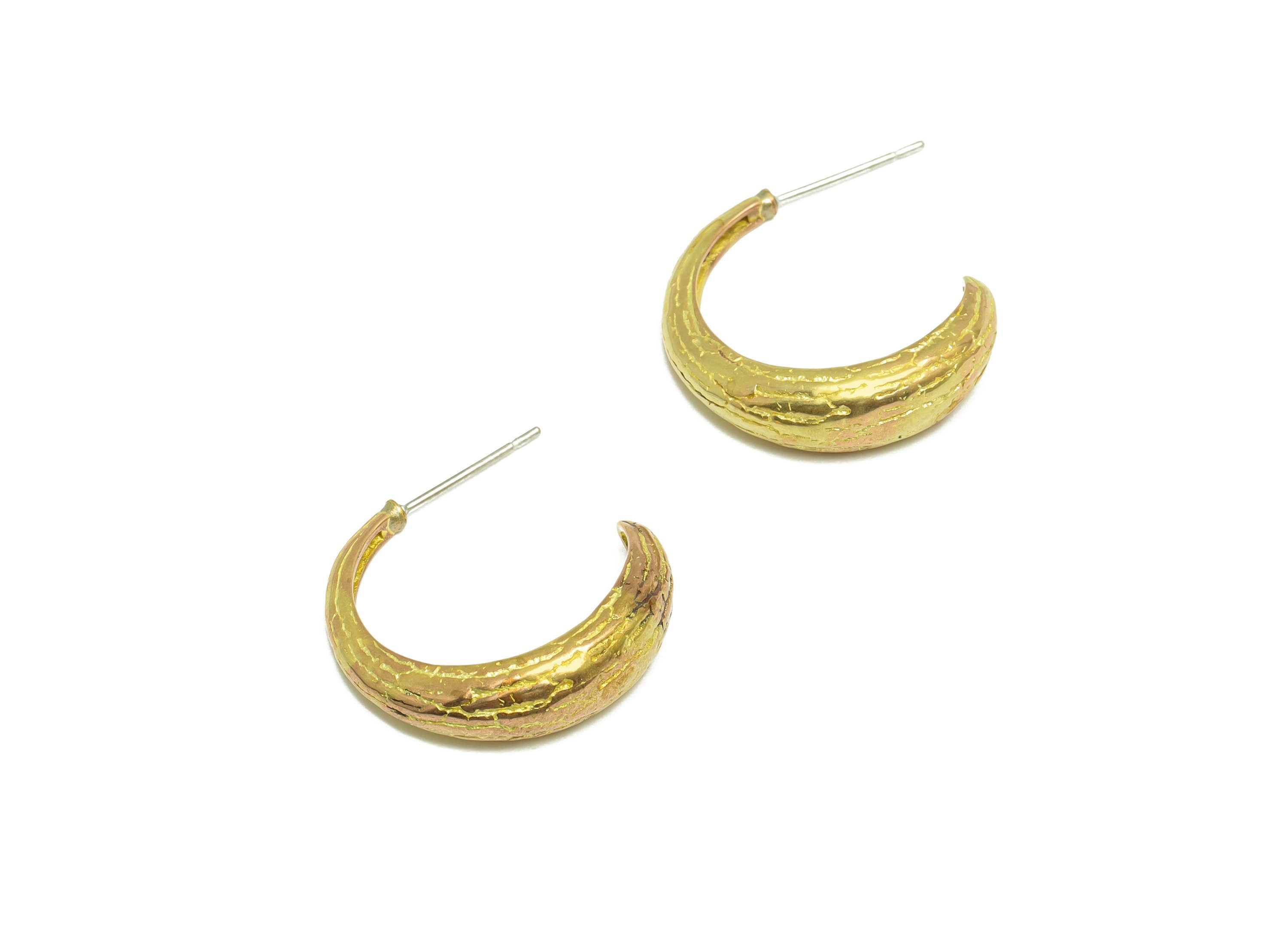 25mm Brass Teardrop Earring Post - Raw Brass C Hoop Earring Post - Hoop Thick Earring Post - Drop Steel Stud - 25x22x6mm -PP10061 - DOMEDBAZAAR