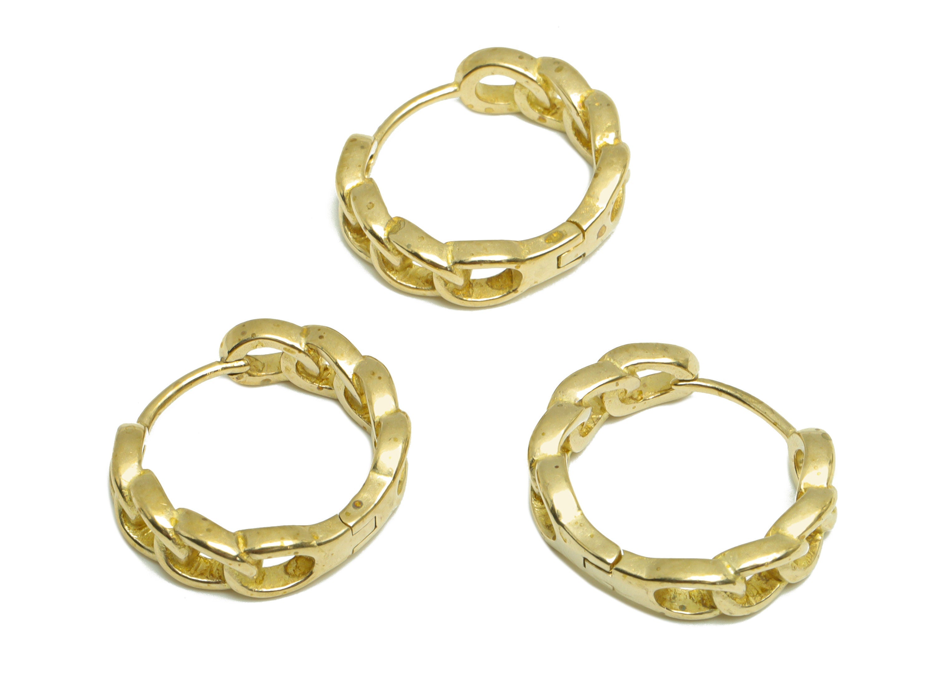 Brass Chain Huggie Hoop Earring - Raw Brass Hoop Rope Chain Earring - Curb Chain Huggie Hoop Earring - 18.9x16.7x4.9mm - PP9978 - DOMEDBAZAAR