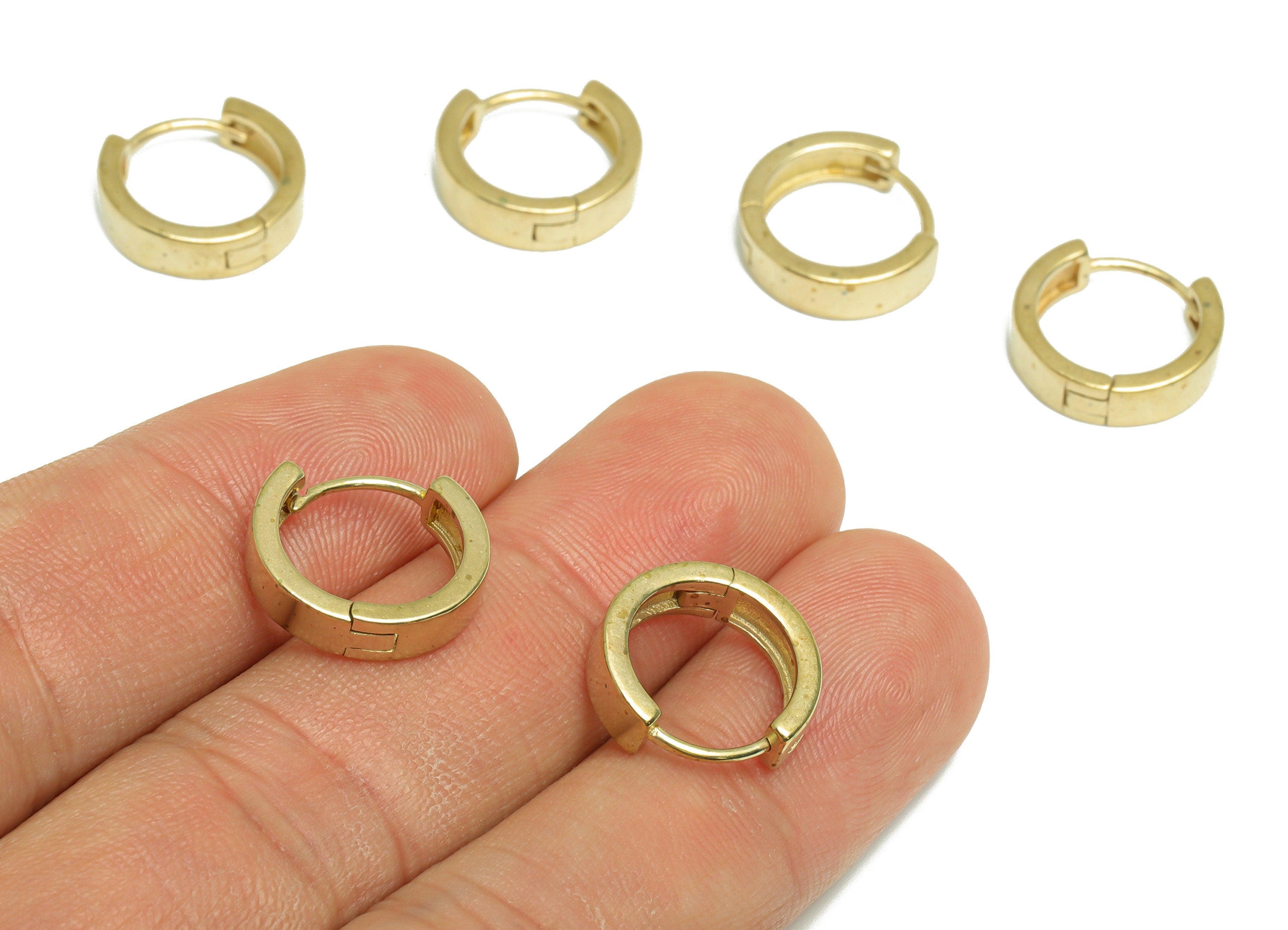 Brass Thick Huggie Hoop Earring - Raw Brass Wide Hoop Earring - Brass Huggie Earring With Hole - Mini Teardrop Earring - 14x13x4mm - PP9979 - DOMEDBAZAAR