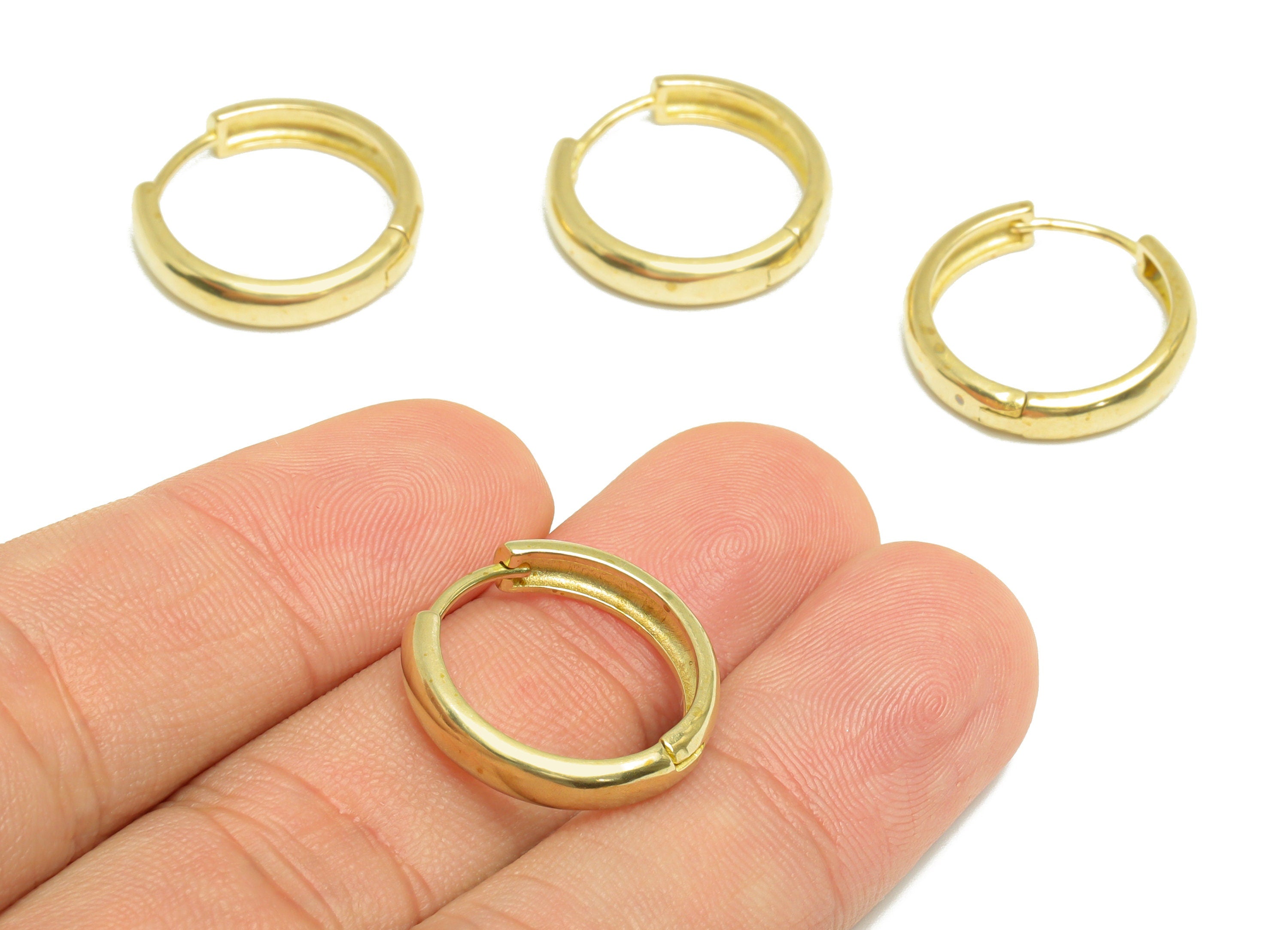 Brass Huggie Hoop Earring - Brass Hoop Round Earring - Brass Clasp Huggie Earring - Brass Earring Hoop - 20x19x4mm - PP9901 - DOMEDBAZAAR