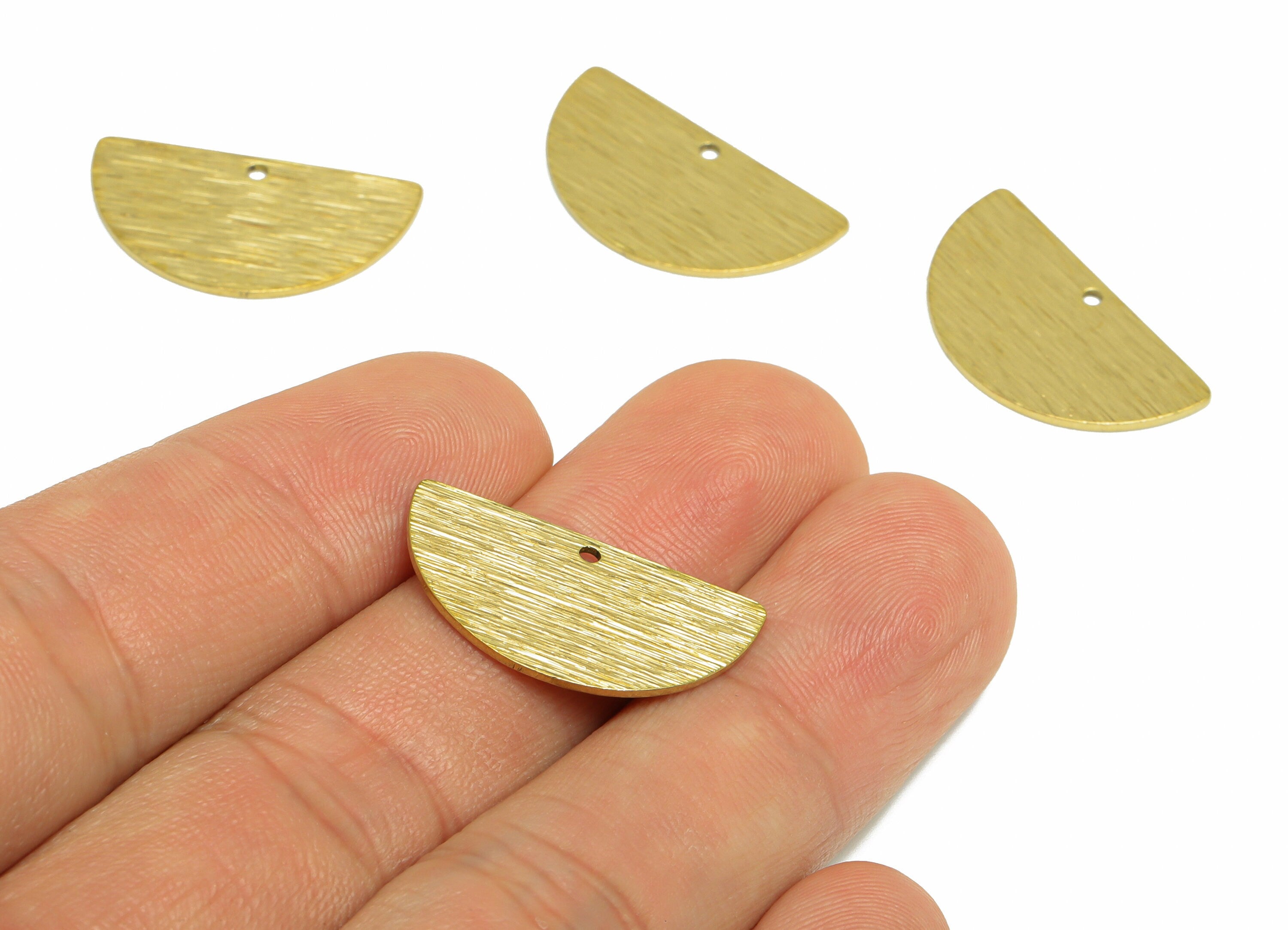 Brass Half Moon Earring Charms - Raw Brass Textured Semi Circle Pendant - Earring Findings - Jewelry Making - 24x13x0.8mm - PP9894 - DOMEDBAZAAR