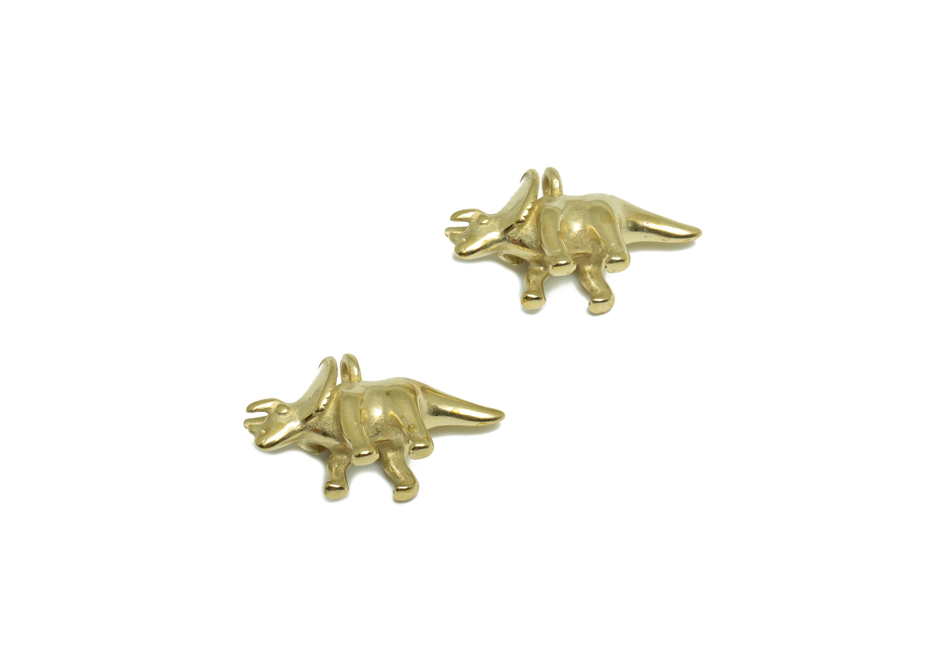 Brass Rhino Earring Charms - Raw Brass Animal Pendant - Brass Dinosaur Figure Pendant With Loop - Jewelry Making - 16.6x10.5x5.7mm - PP9914 - DOMEDBAZAAR
