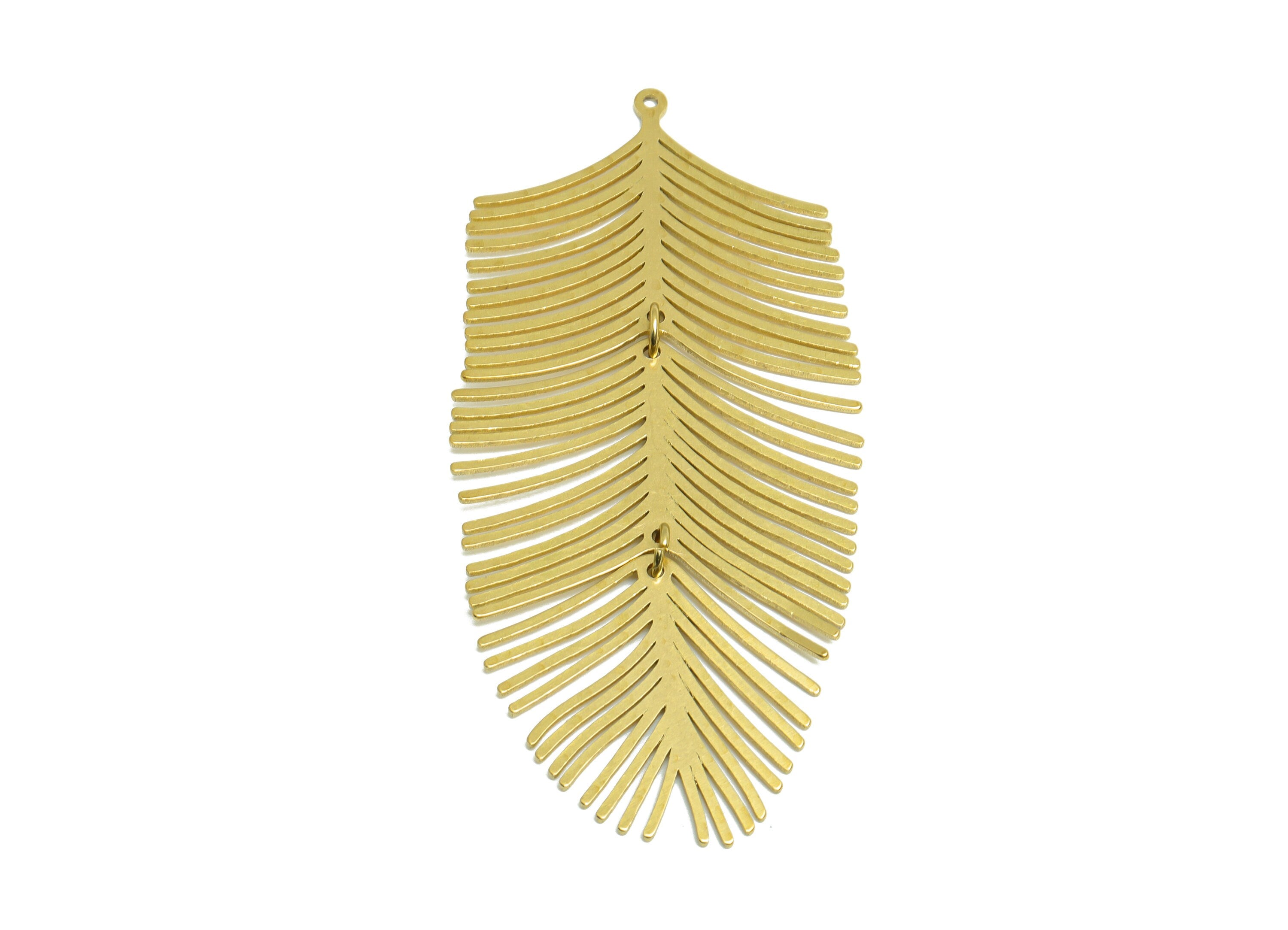 Brass Leaf Earring Charms - Raw Brass Hang Leaf Dangle Earring Charm - Brass Handmade Earring Charm - Jewelry Making - 63x29.8x1mm - PP9910 - DOMEDBAZAAR