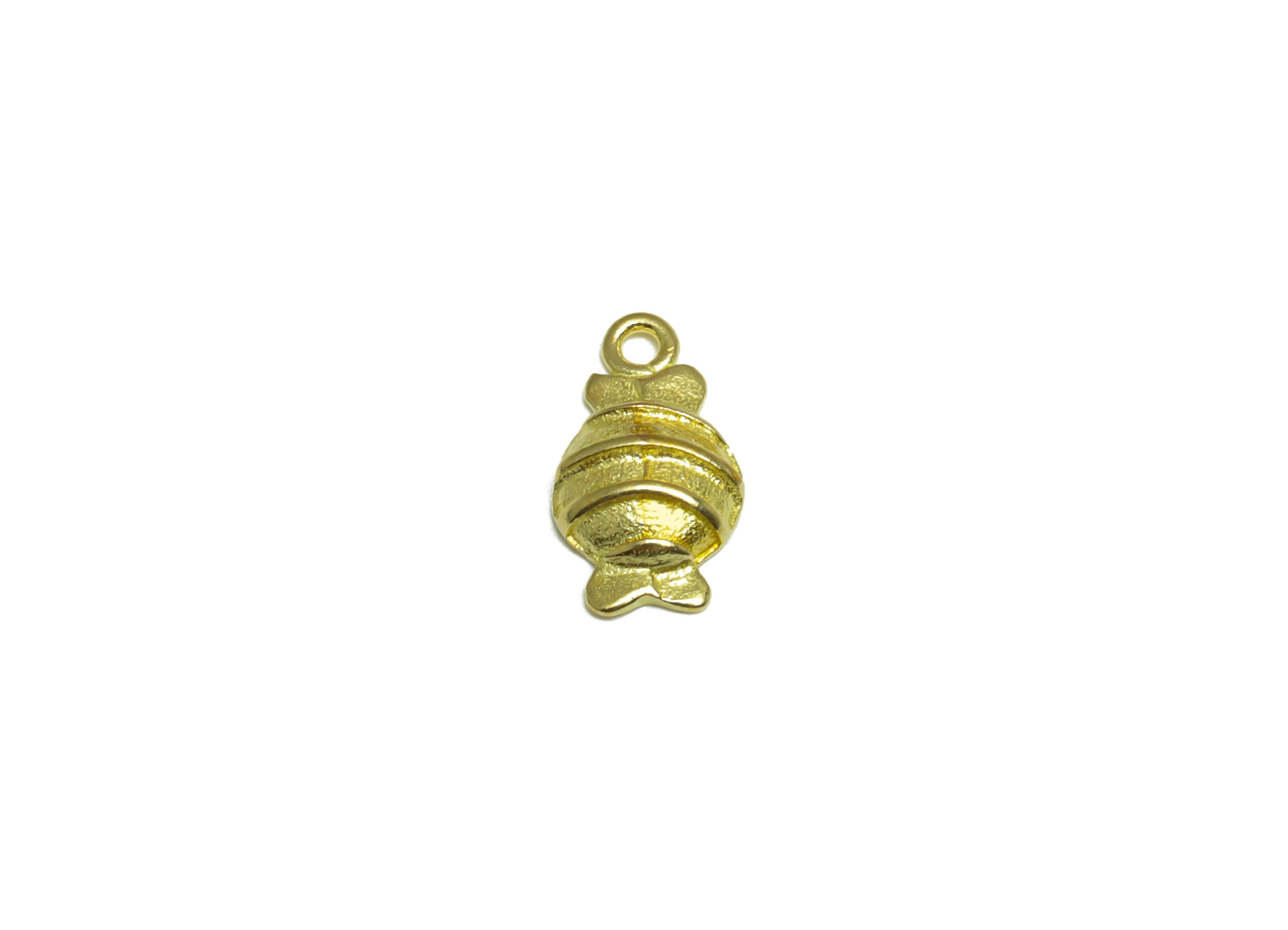 Brass Candy Earring Charm - Raw Brass Mini Candy Earring Charm - Brass Textured Candy Earring Charm - Bracelet Charm - 10.8x5x2mm - PP10087 - DOMEDBAZAAR