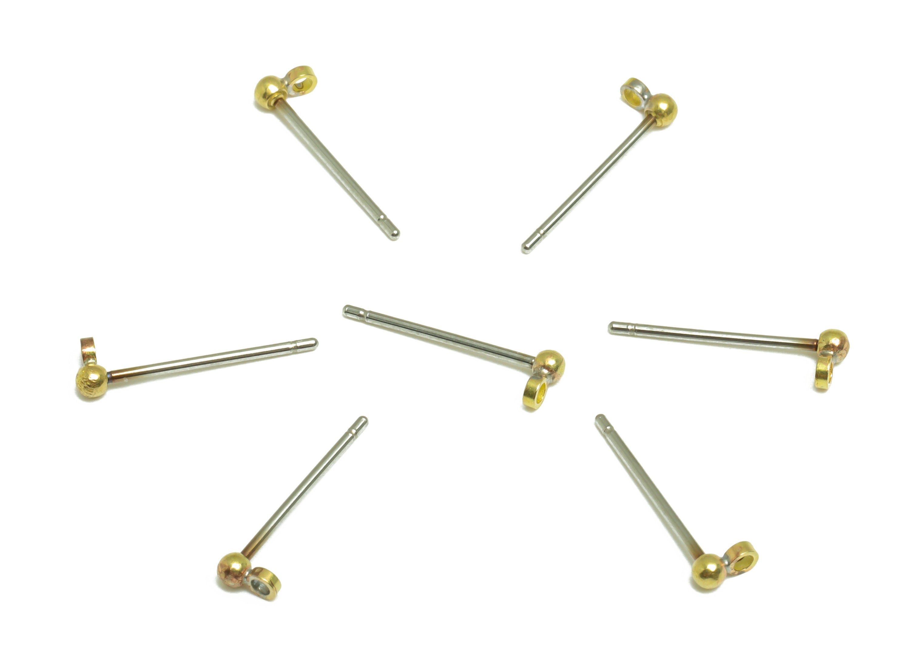 2mm Ball Stud Earring With Loop - Brass Ball Pad Stud - Brass Bead Earring Post- Raw Brass Ball Earring Loop - Jewelry Supplies - PP9619 - DOMEDBAZAAR