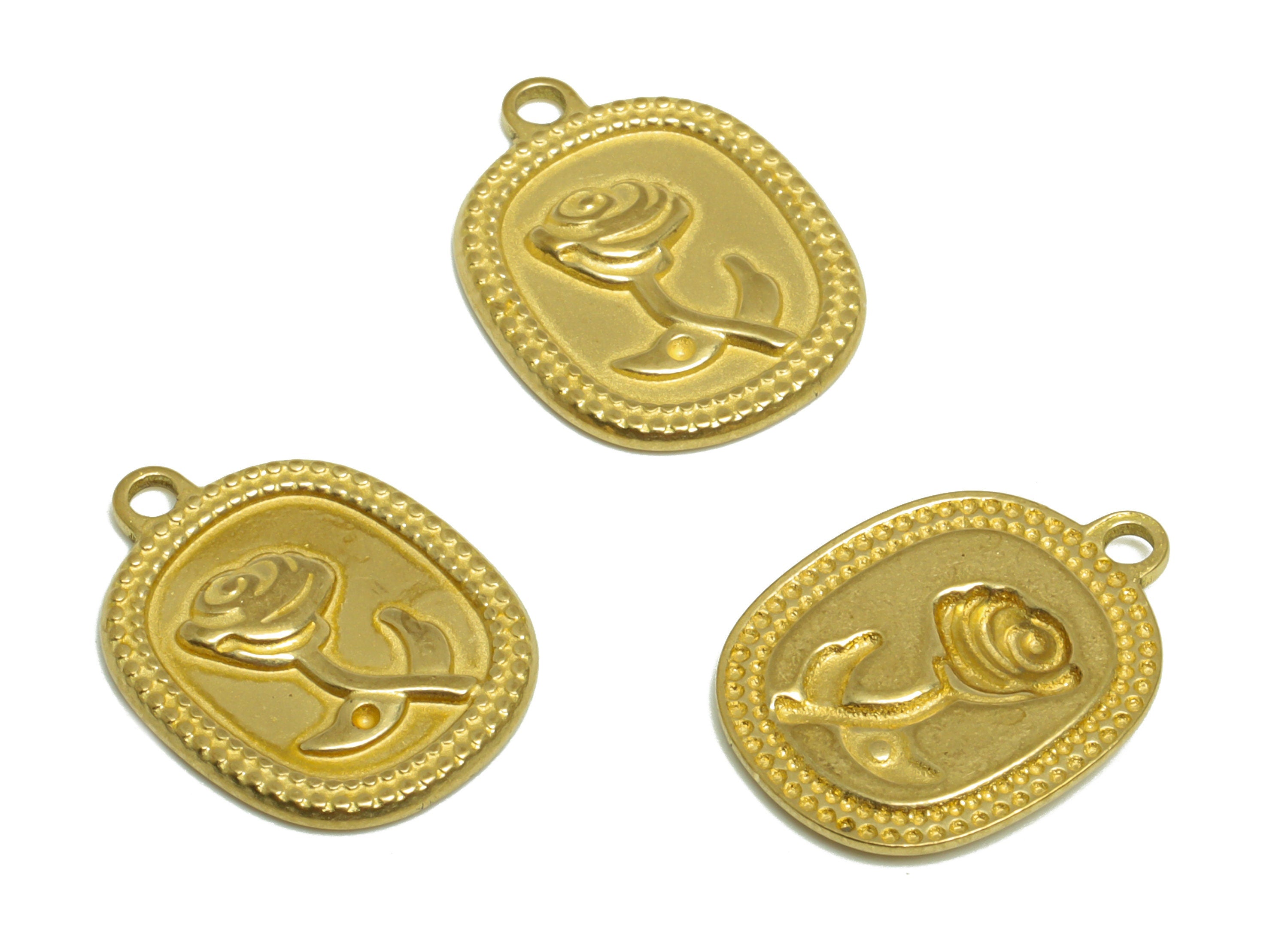 Brass Rose Earring Charm - Raw Brass Flower Earring Charm - Brass Antique Vintage Pendant - For Necklace - 18.5x14.2x1.9mm - PP10169 - DOMEDBAZAAR