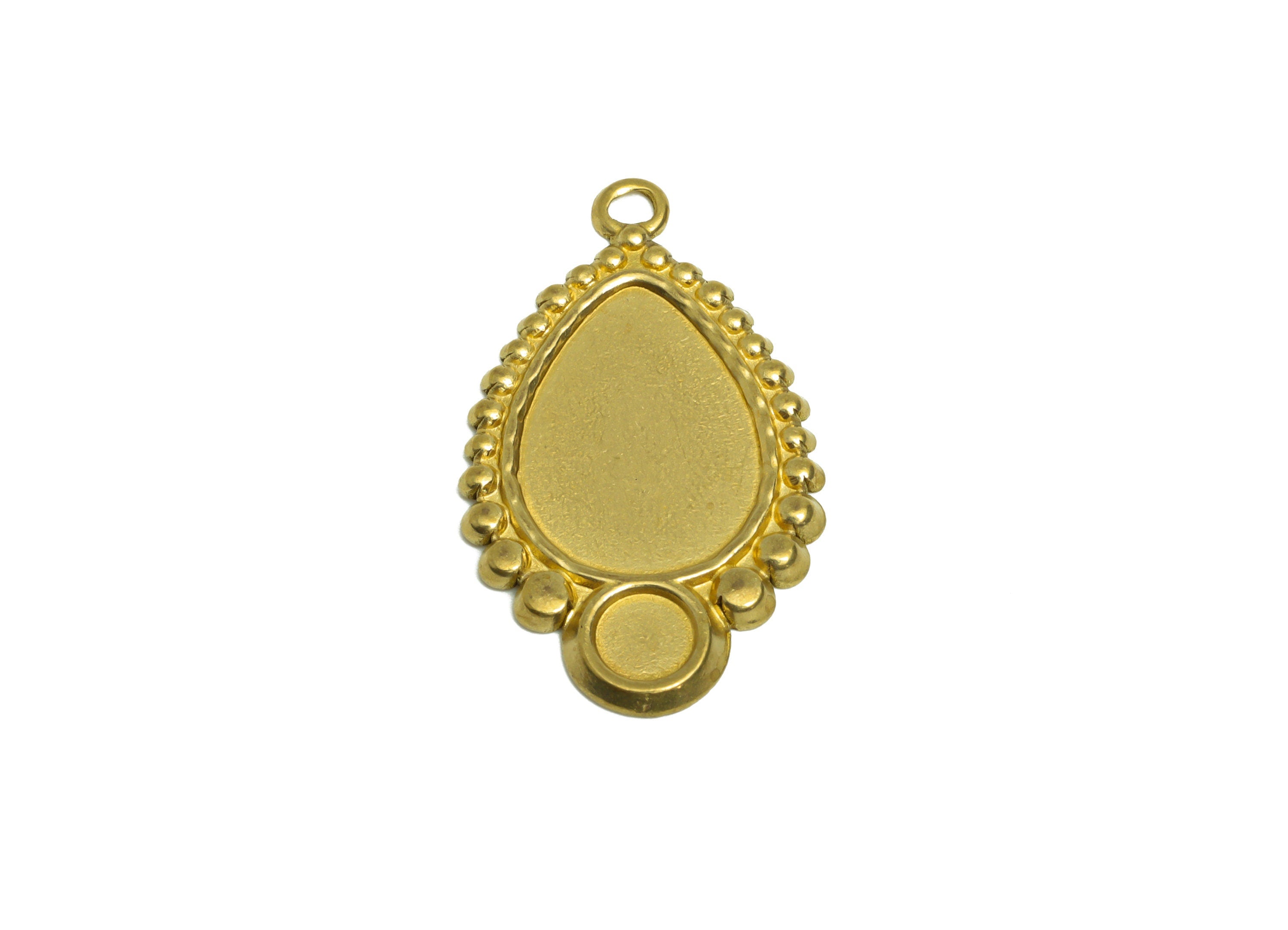 Brass Teardrop Pendant - Raw Brass Vintage Frame Looking Earring Charm - Brass Vintage Pendant For Diamond - 32x19x1.75mm - PP10321 - DOMEDBAZAAR