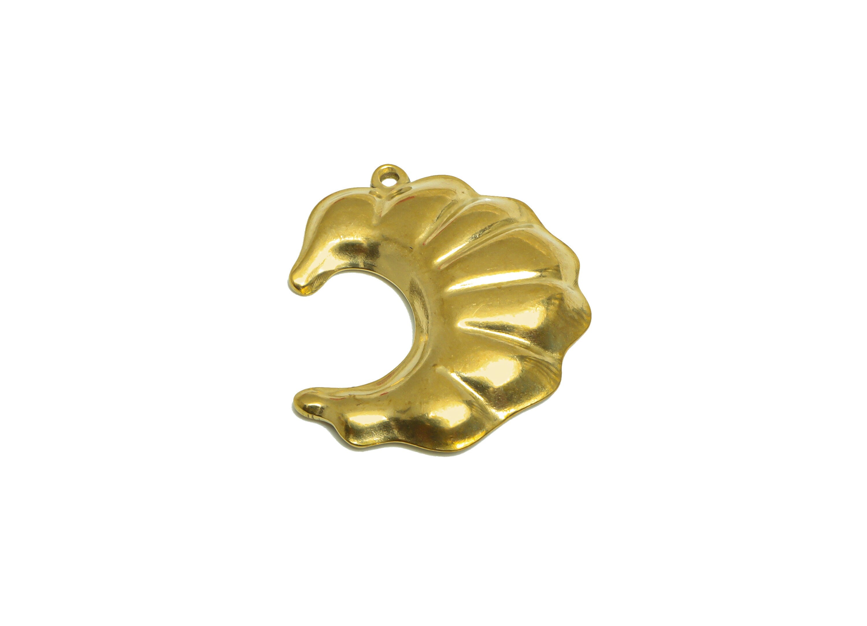 Brass Seashell Earring Charm - Raw Brass Abstract Crescent Earring Charm - Brass Moon Pendant - Irregular Charms - 27.3x23.4x3.6mm - PP10188 - DOMEDBAZAAR