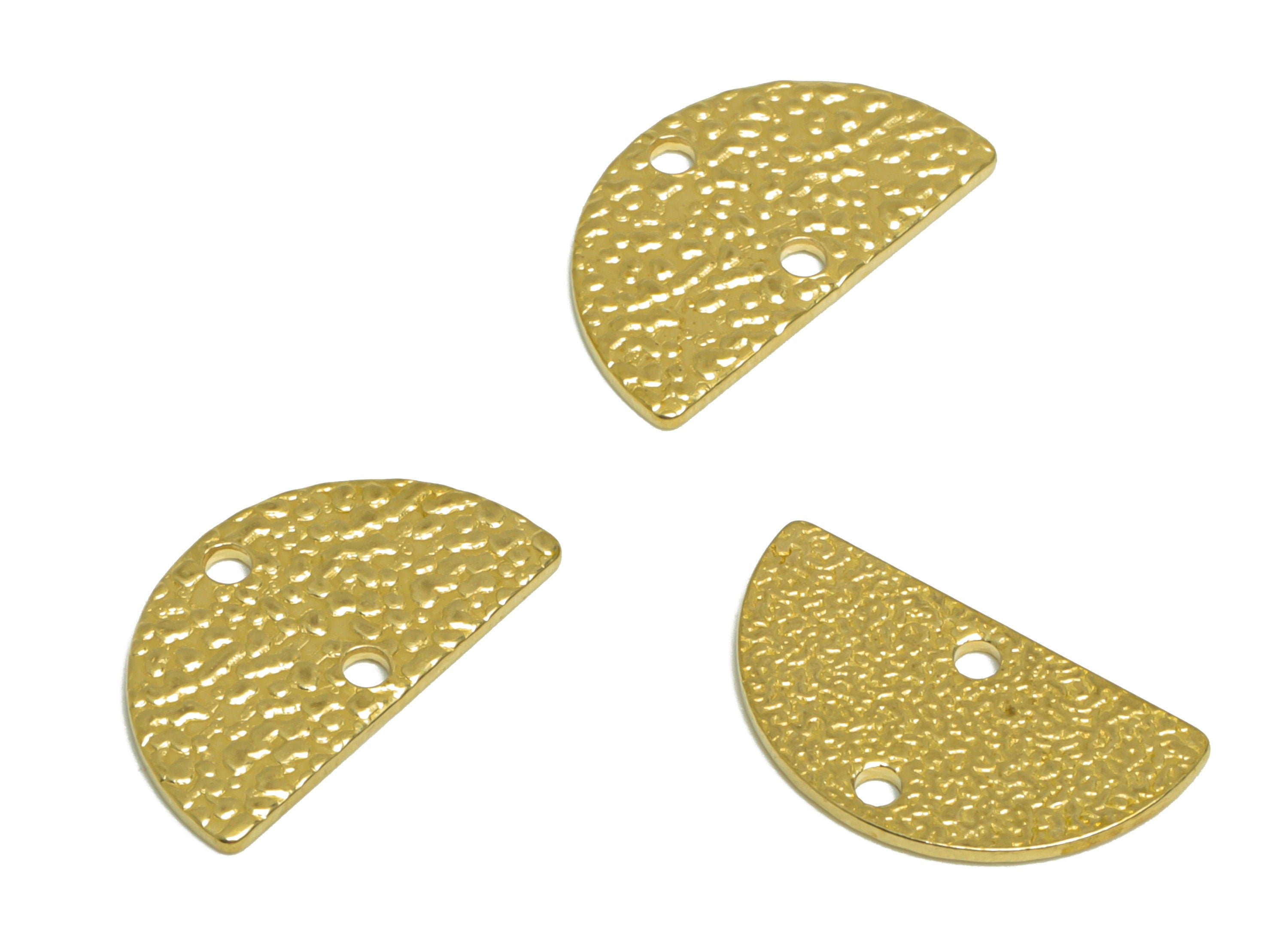Brass Half Moon Earring Connector - Raw Brass Textured Semi Circle Earring Charm - Brass Textured Half Moon Pendant - 16x9.06x1mm - PP10215 - DOMEDBAZAAR
