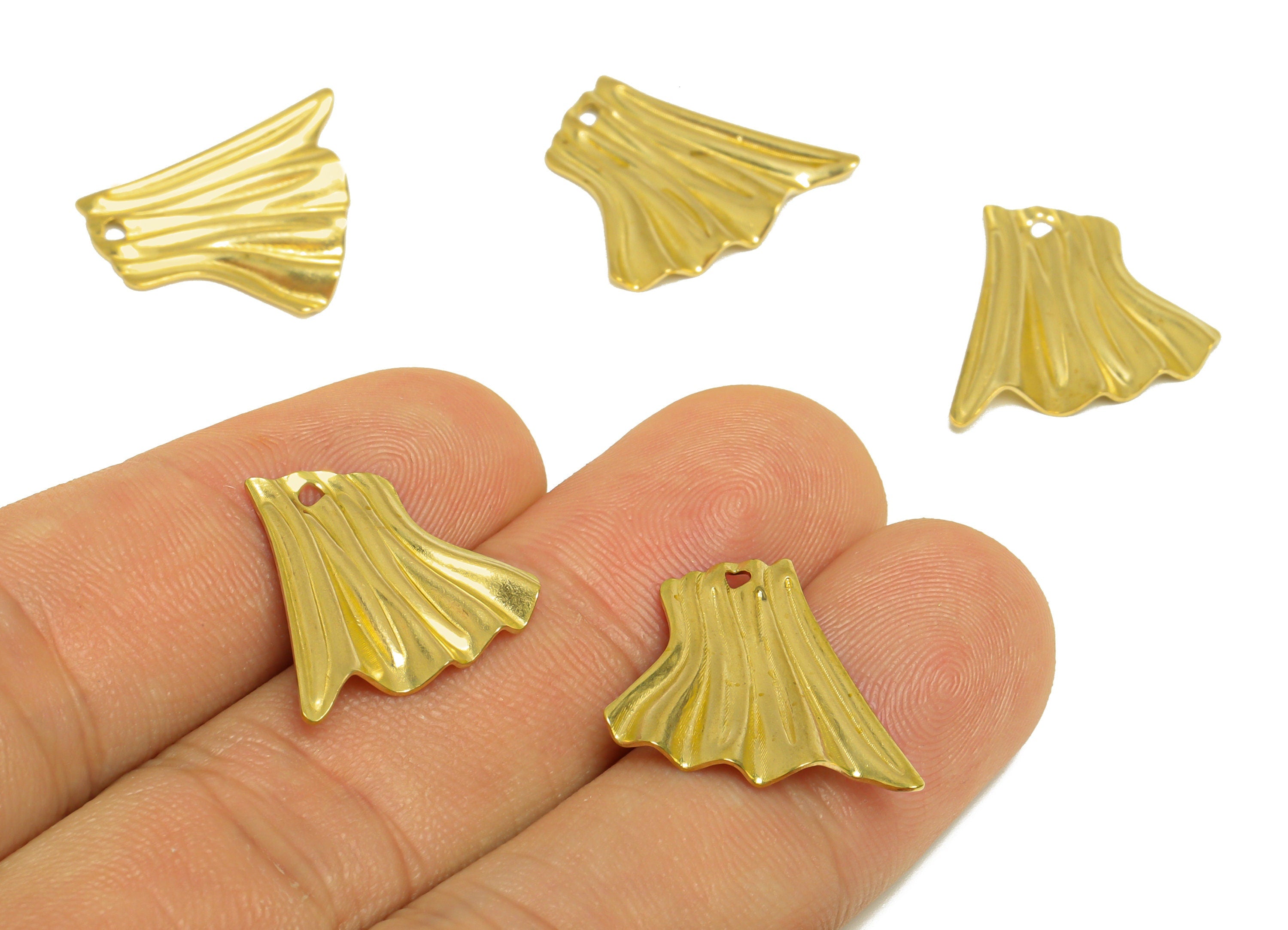 Brass Fold Earring Charm - Raw Brass Wavy Geometry Earring Charm - Brass Irregular Pendant - Earring Finding - 19.8x19.7x2.3mm - PP10209 - DOMEDBAZAAR