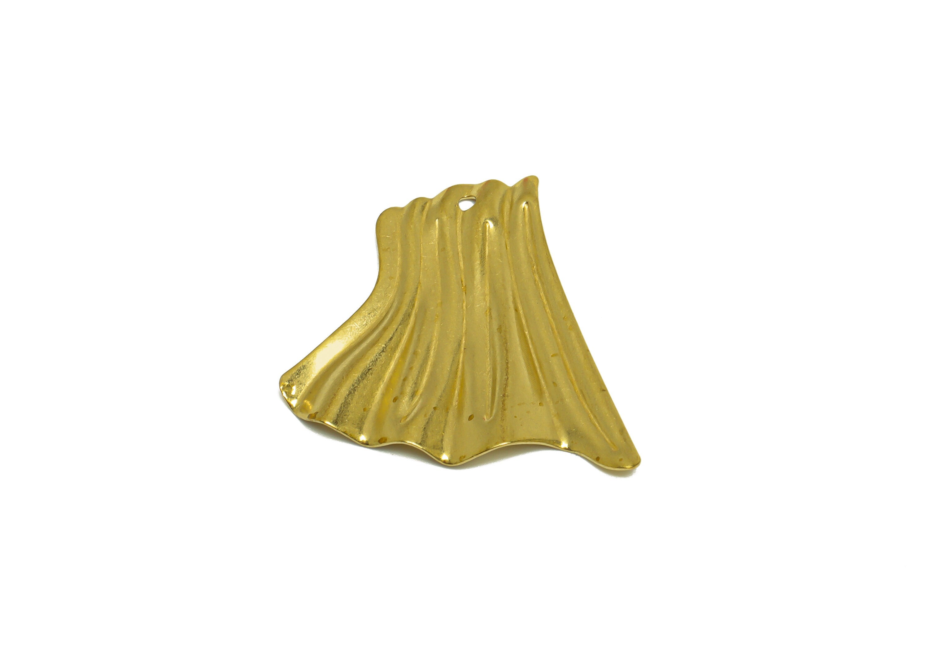Brass Fold Earring Charm - Raw Brass Wavy Geometry Earring Charm - Brass Irregular Pendant - Earring Finding - 30x29.8x2.3mm - PP10210 - DOMEDBAZAAR