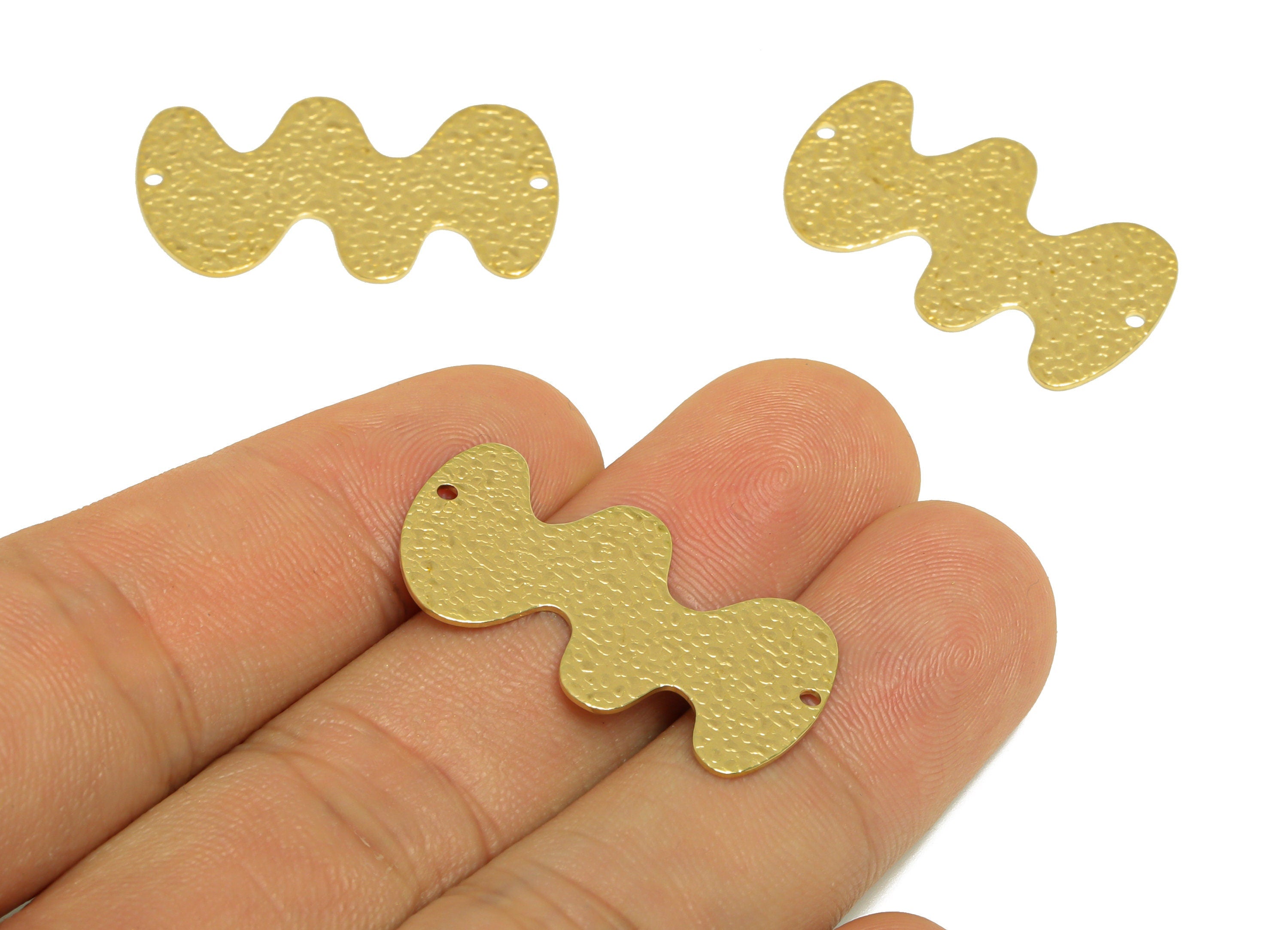 Cloud Earring Connector - Raw Brass Textured Cloud Earring Charms - Earrings Finding - Brass Cloud Connector - 30.5x17x0.64mm - PP10218 - DOMEDBAZAAR