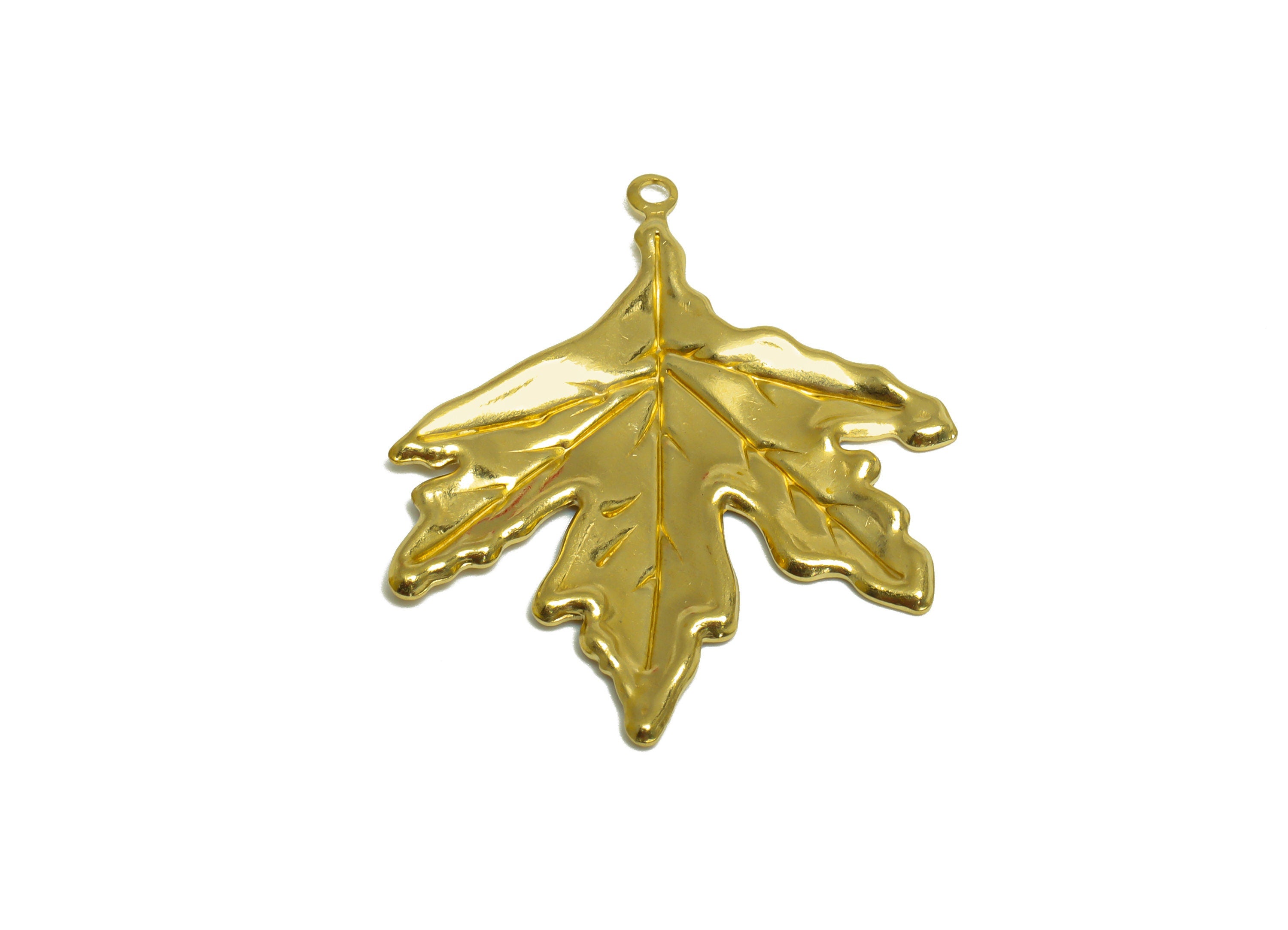 Brass Maple Leaf Earring Charm - Raw Brass Leaf Earring Charm - Brass Maple Leaf Pendant - Earring Finding - 37.5x34x1.8mm - PP10253 - DOMEDBAZAAR
