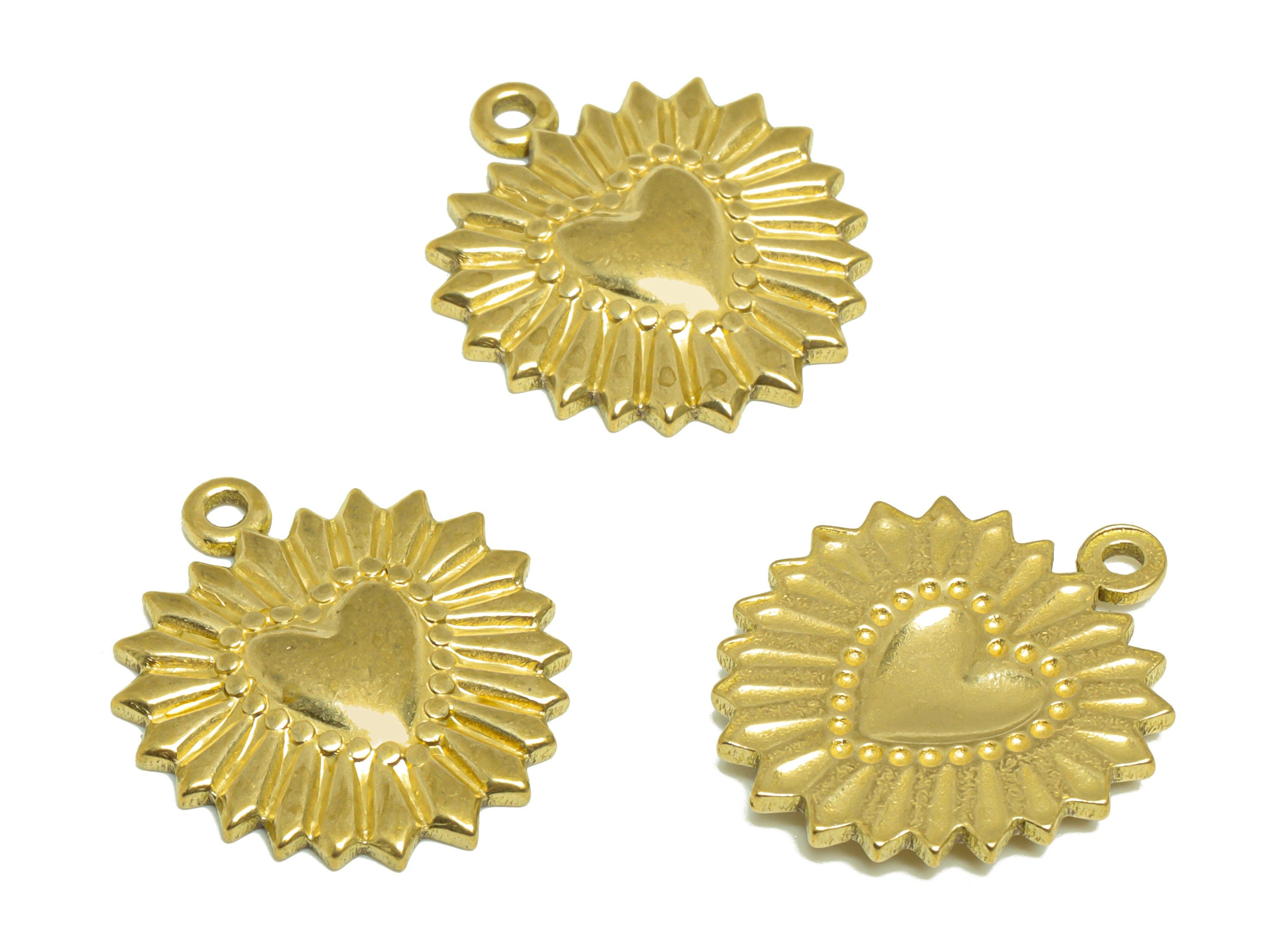 Brass Heart Pendant - Raw Brass Textured Heart Earring Charm - Brass Heart Pendant - For Necklace - Earring Finding - 23x19.8x2mm - PP10183 - DOMEDBAZAAR