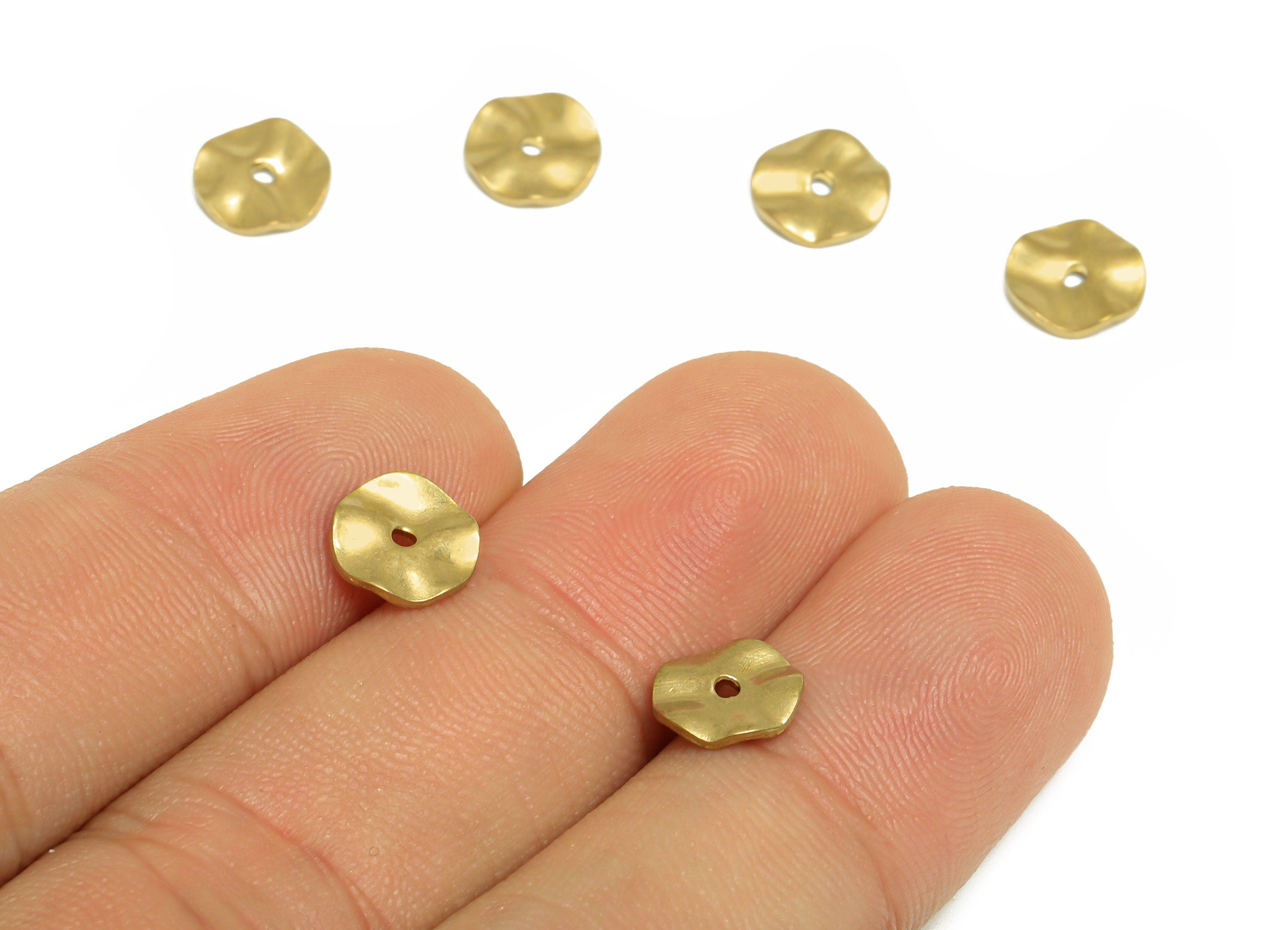 Brass Round Earring Charm - Raw Brass Wavy Circle Earring Charm - Brass Geometry Earring Charm - Earring Finding - 8x8x1.35mm - PP10260 - DOMEDBAZAAR