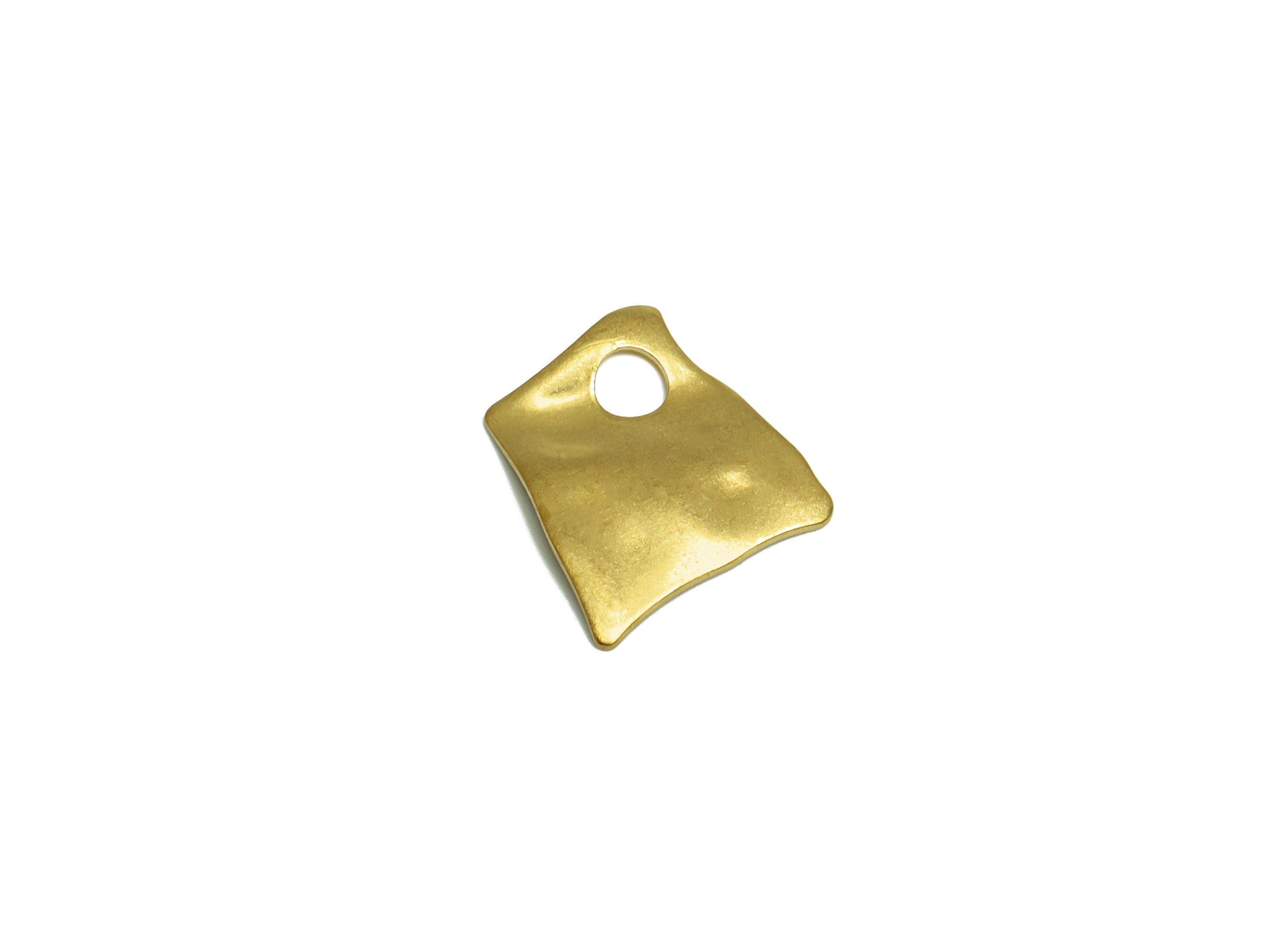 Brass Trapezoid Earring Charm - Raw Brass Wavy Trapezoid Earring Charm - Brass Geometry Earring Charm - Earring Finding - 19x18x1mm -PP10263 - DOMEDBAZAAR