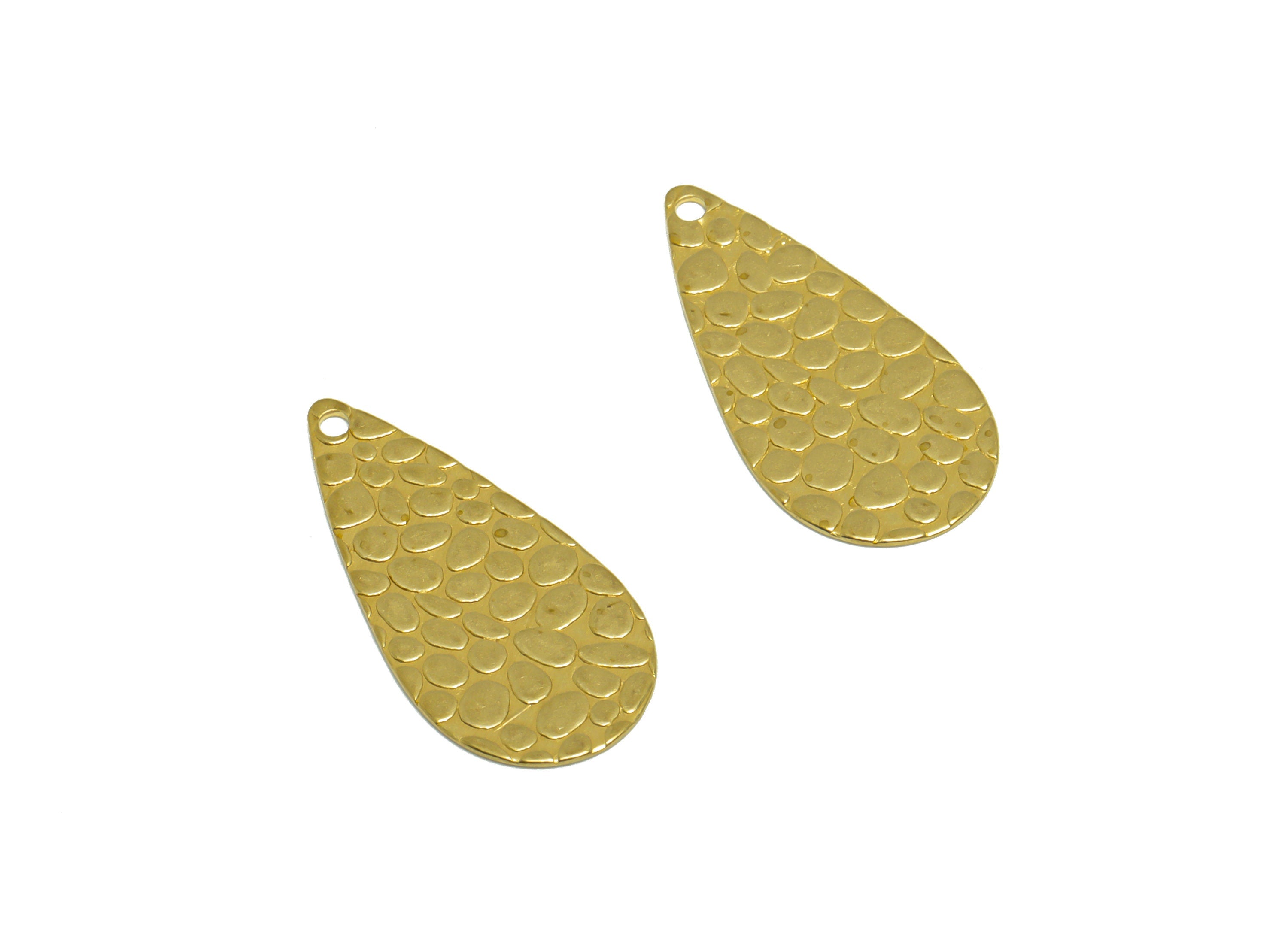 Brass Teardrop Earring Charm - Raw Brass Textured Drop Earring Charm - Brass Geometry Earring Charm - Earring Finding - 23x11x0.5mm -PP10213 - DOMEDBAZAAR