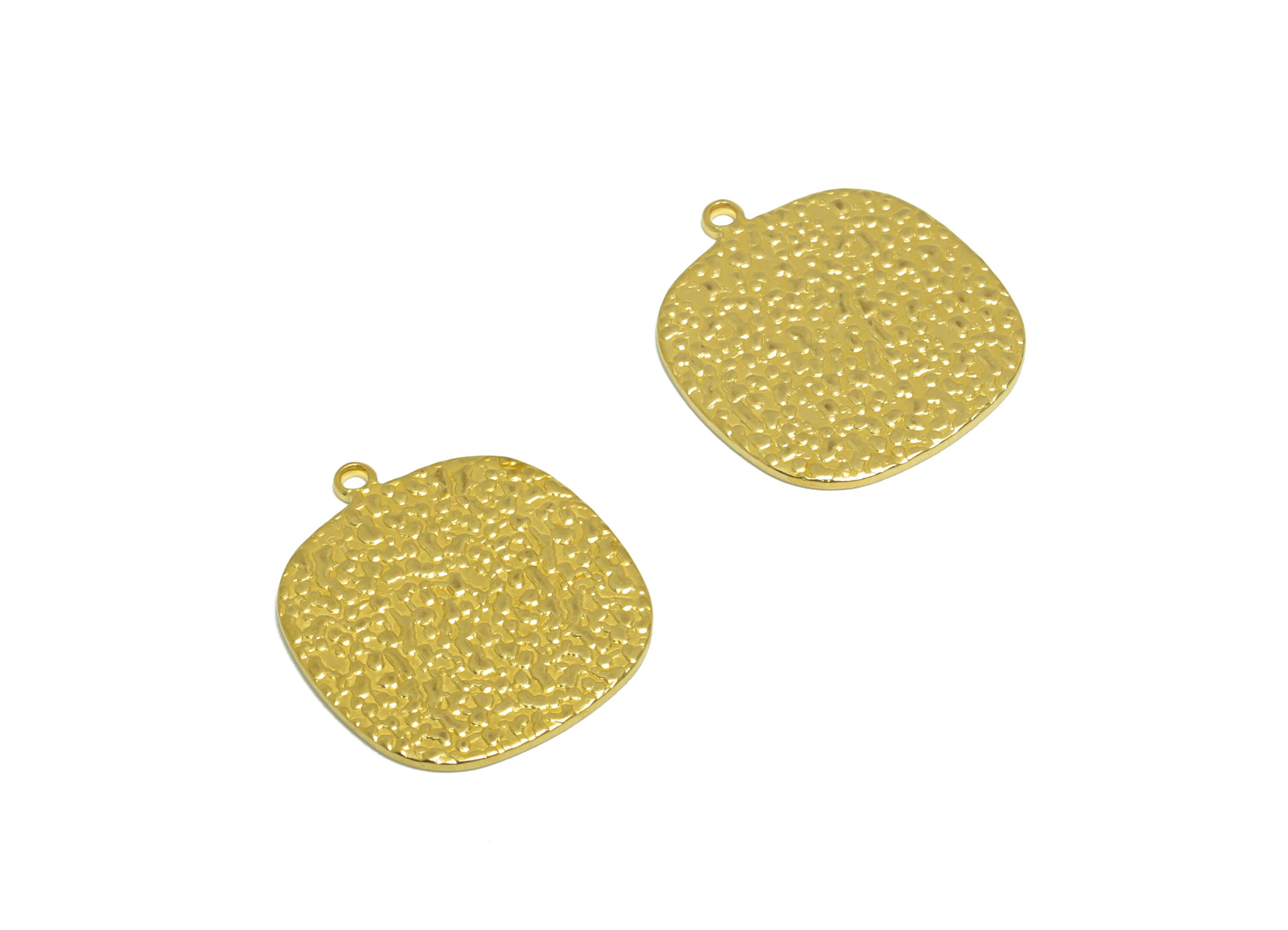 Brass Square Earring Charm - Raw Brass Textured Square Earring Charm - Brass Geometry Earring Charm - Earring Finding - 17.5x15x1mm -PP10208 - DOMEDBAZAAR