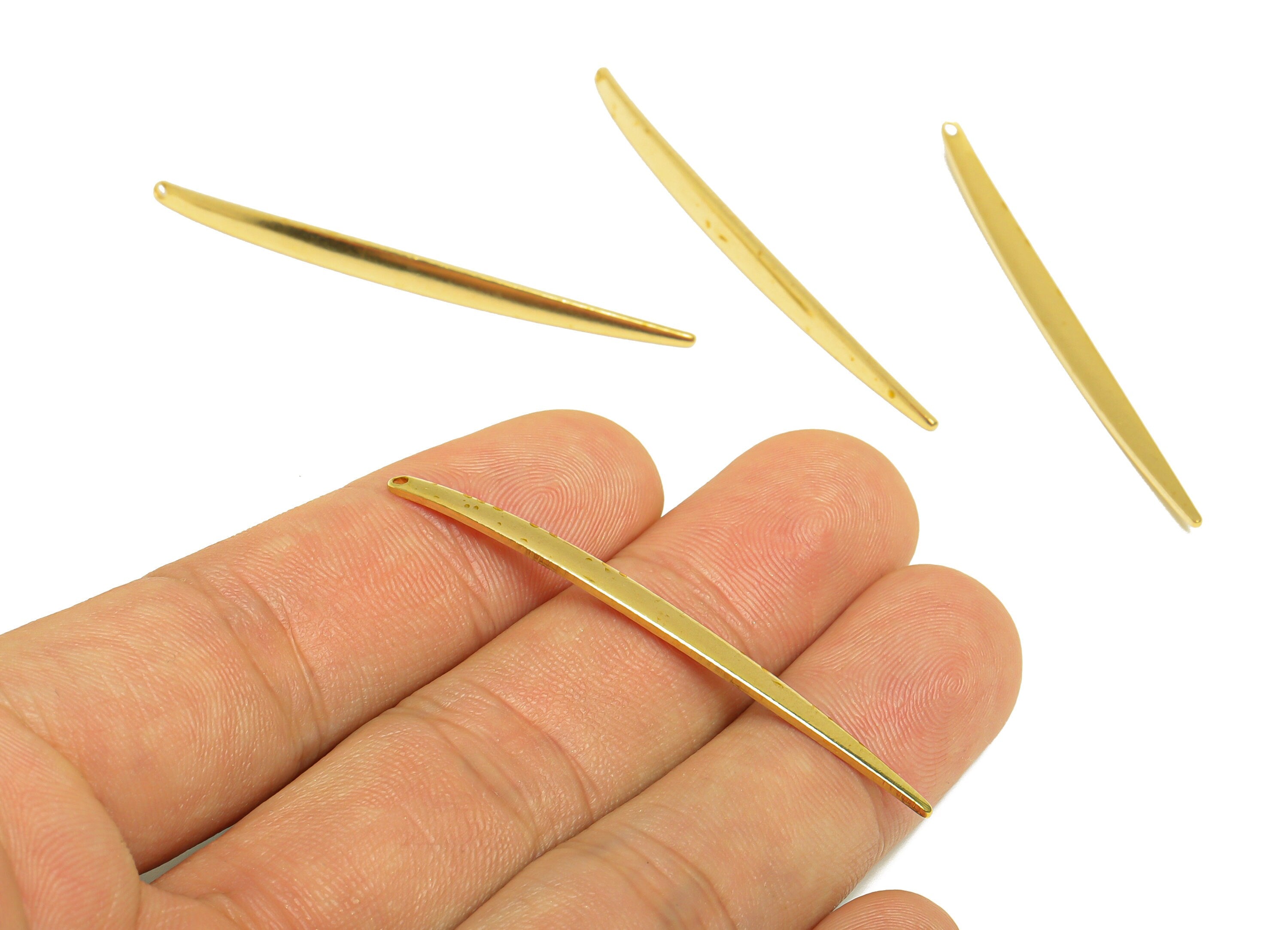 Brass Marquise Earring Charm - Raw Brass Long Bar Earring Charm - Brass Marquise Stick Earring Charm -Earring Finding - 52.2x3x1mm - PP10277 - DOMEDBAZAAR