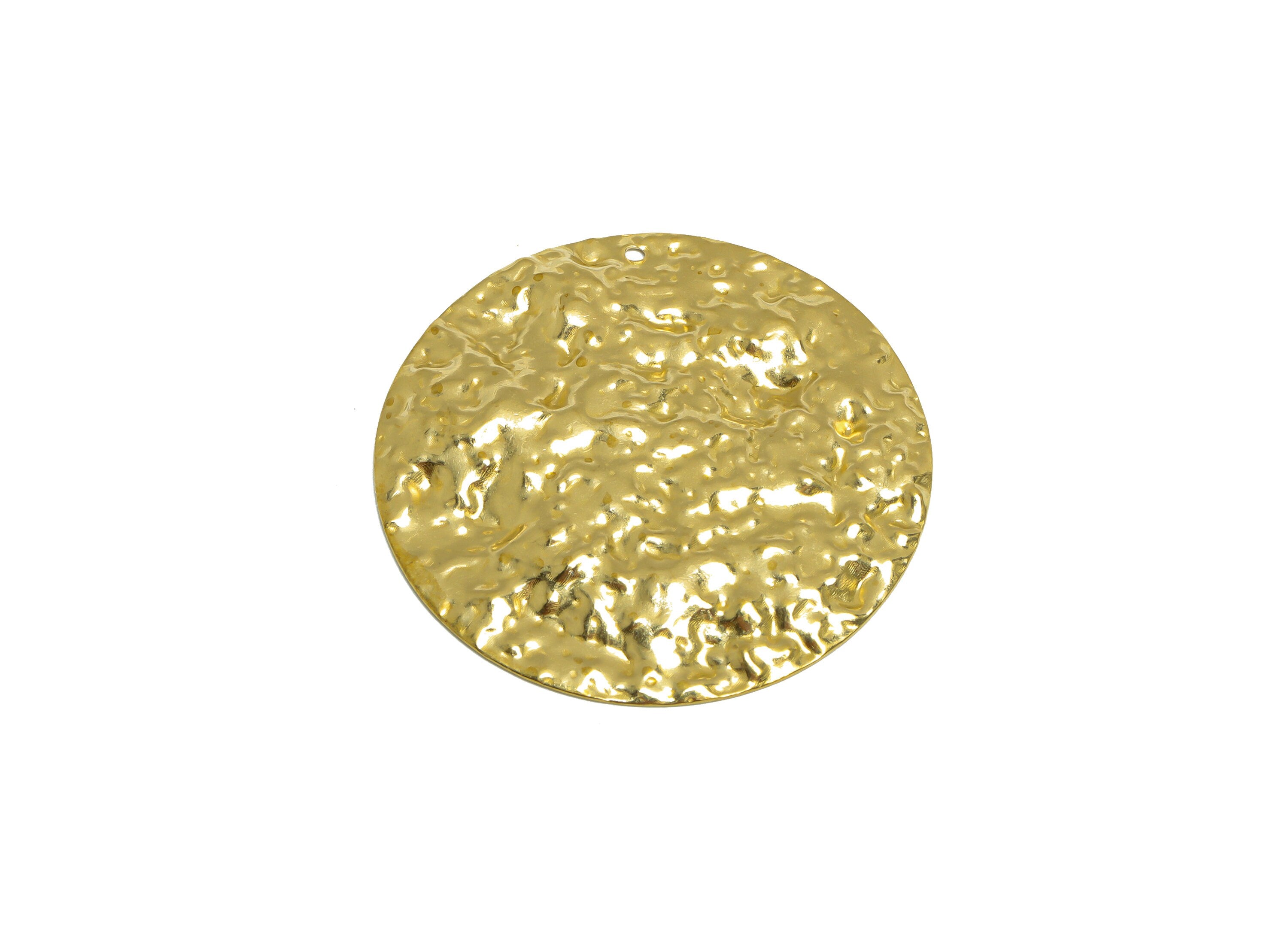 Brass Round Earring Charm - Raw Brass Hammered Circle Earring Charm - Brass Geometry Earring Charm - 40x40x2.9mm - PP10281 - DOMEDBAZAAR