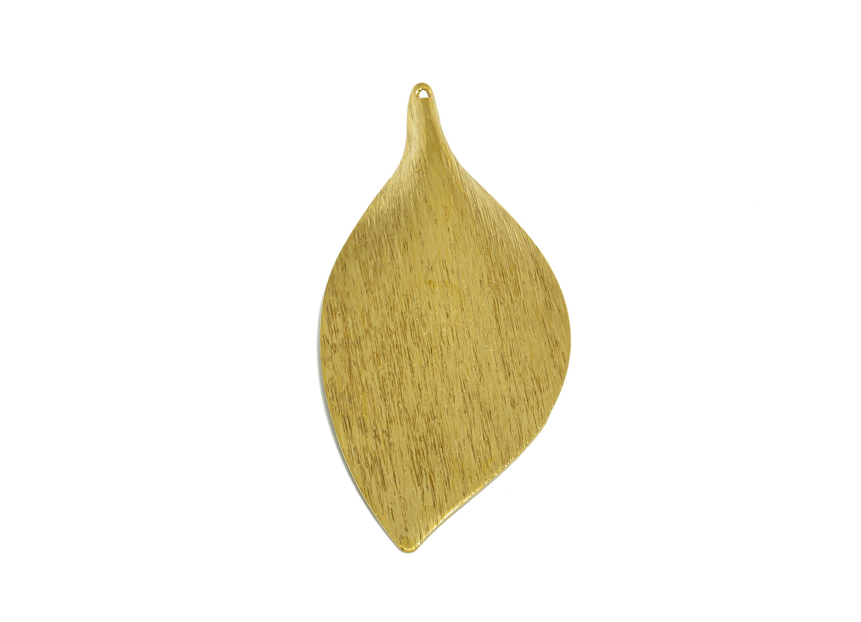 Brass Leaf Earring Charm - Raw Brass Textured Leaf Earring Charm - Brass Botanical Earring Charm - Brass Leaf Pendant - 56x25x3mm - PP10229 - DOMEDBAZAAR
