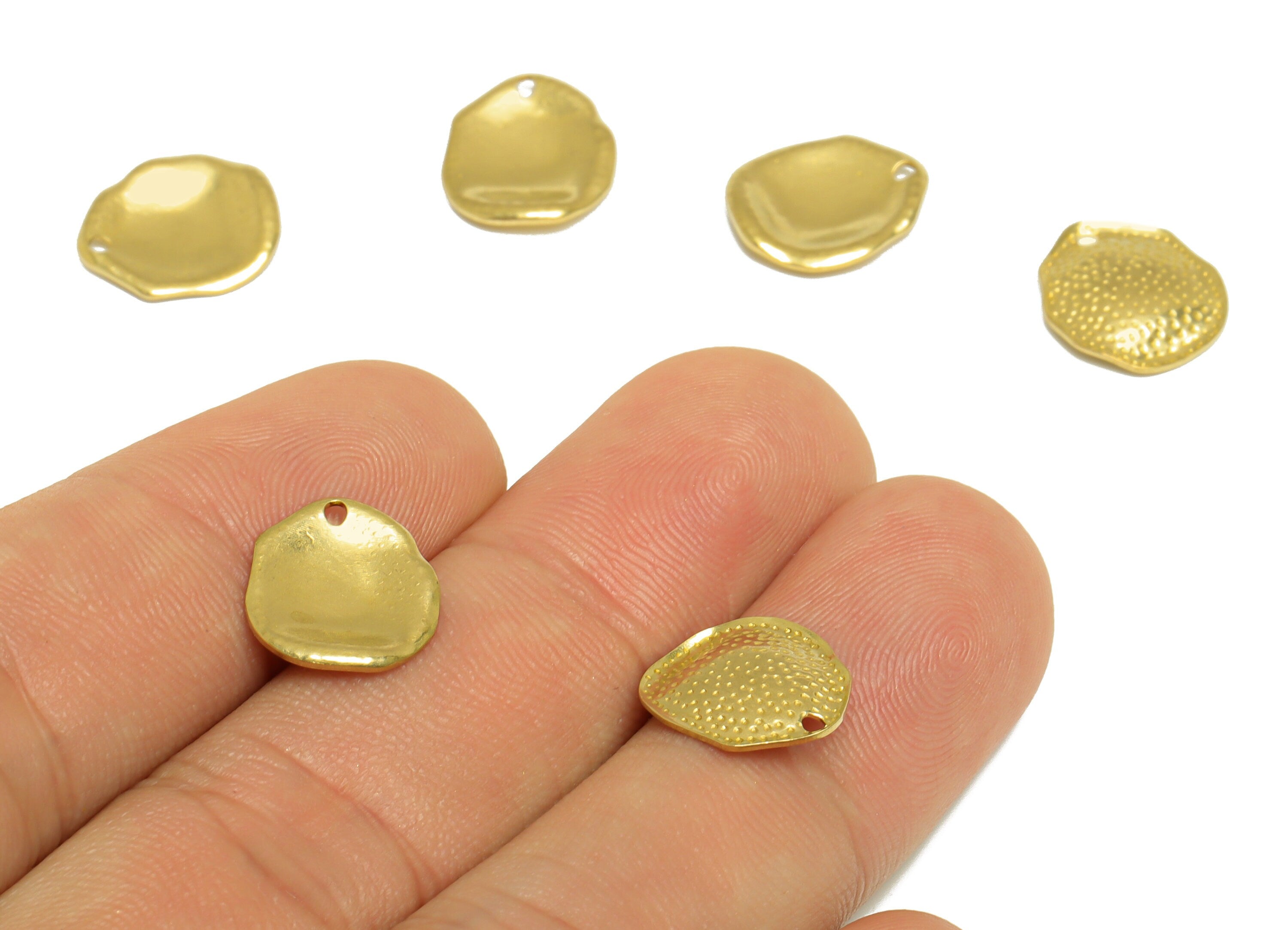 Brass Teardrop Earring Charm - Raw Brass Depression Teardrop Earring Charm - Irregular Earring Charm - Earring Finding - 13x11x1mm- PP10280 - DOMEDBAZAAR