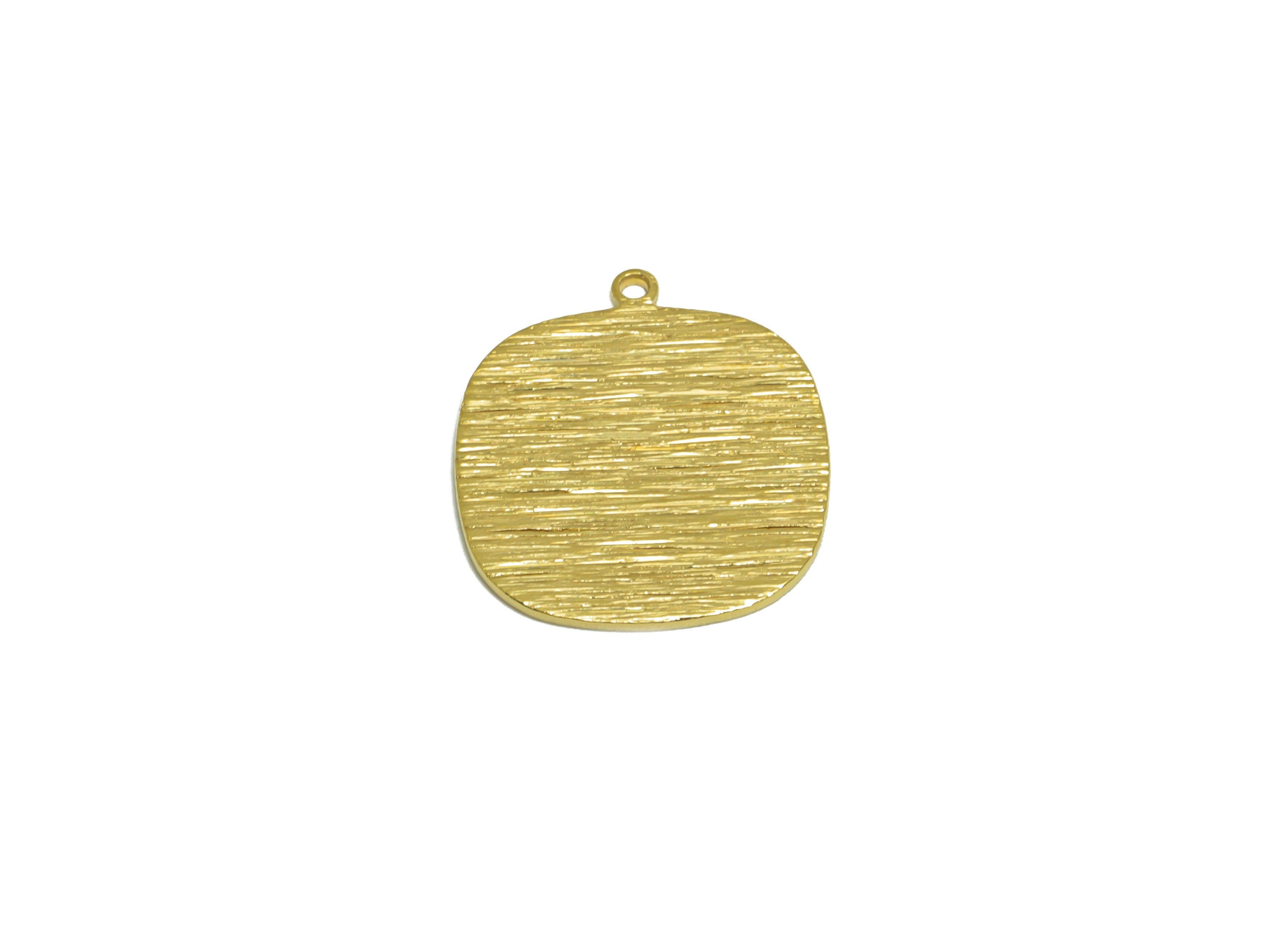 Brass Textured Square Earring Charm - Raw Brass Square Earring Charm - Oval Square Earring Charm - Earring Finding - 17.5x15x0.8mm - PP10235 - DOMEDBAZAAR