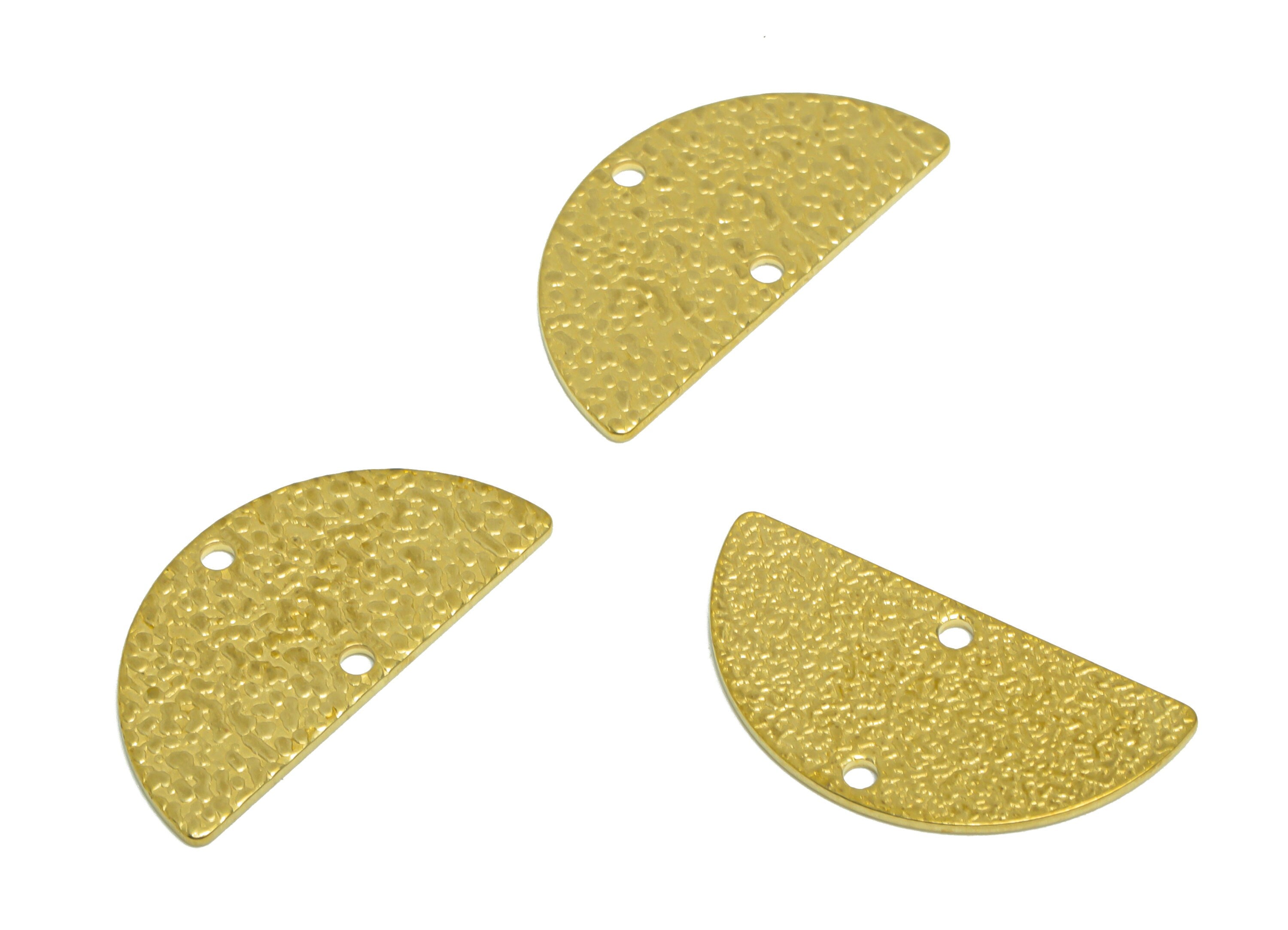 Brass Half Moon Earring Connector - Raw Brass Semi Circle Earring Charm - Textured Earring Charm - Earring Finding - 24x12x0.8mm - PP10231 - DOMEDBAZAAR