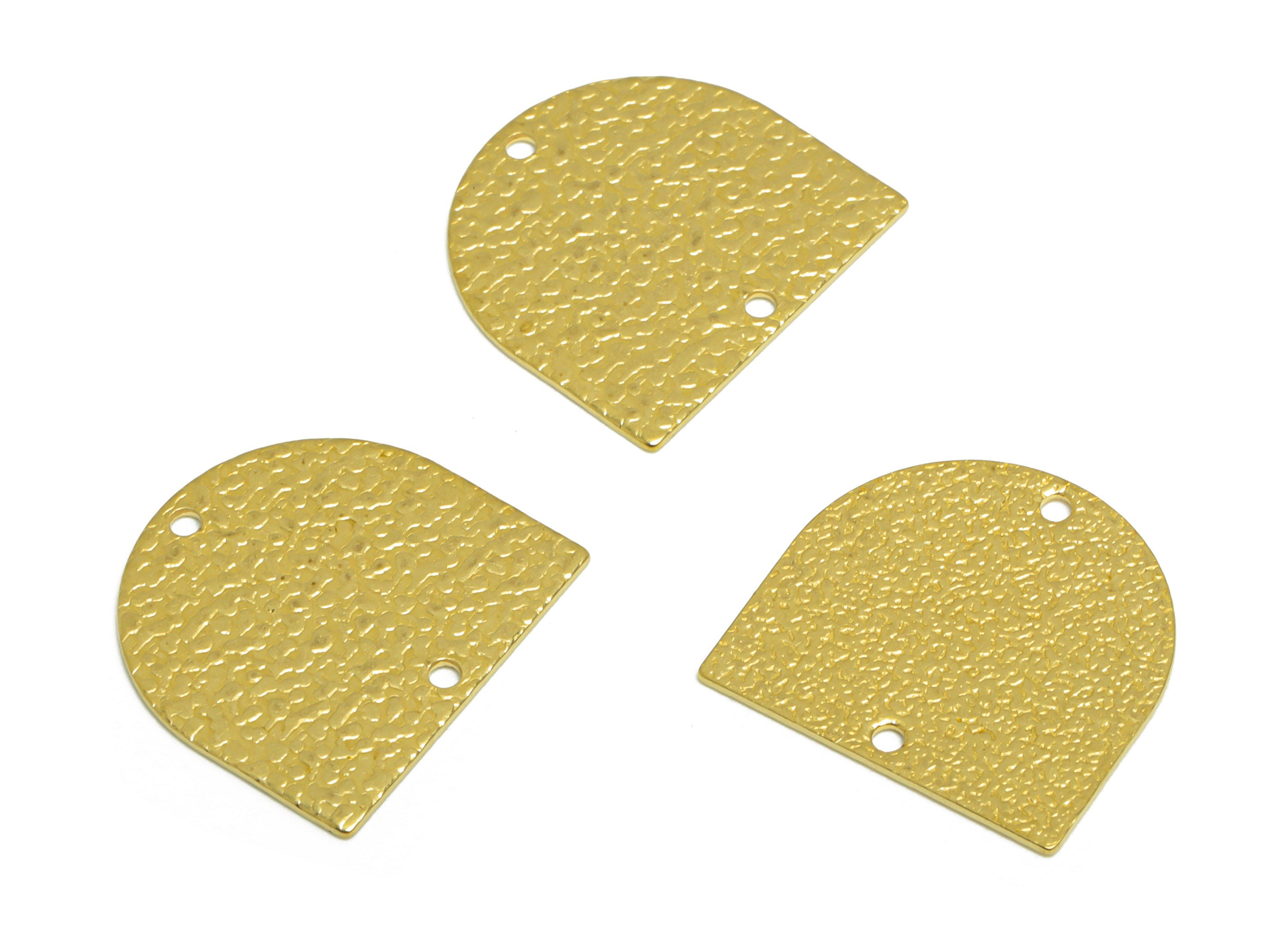 Brass Textured Domed Earring Connector - Raw Brass Domed Earring Charms - Brass Geometry Charm - Earring Finding - 17x16x0.65mm - PP10204 - DOMEDBAZAAR