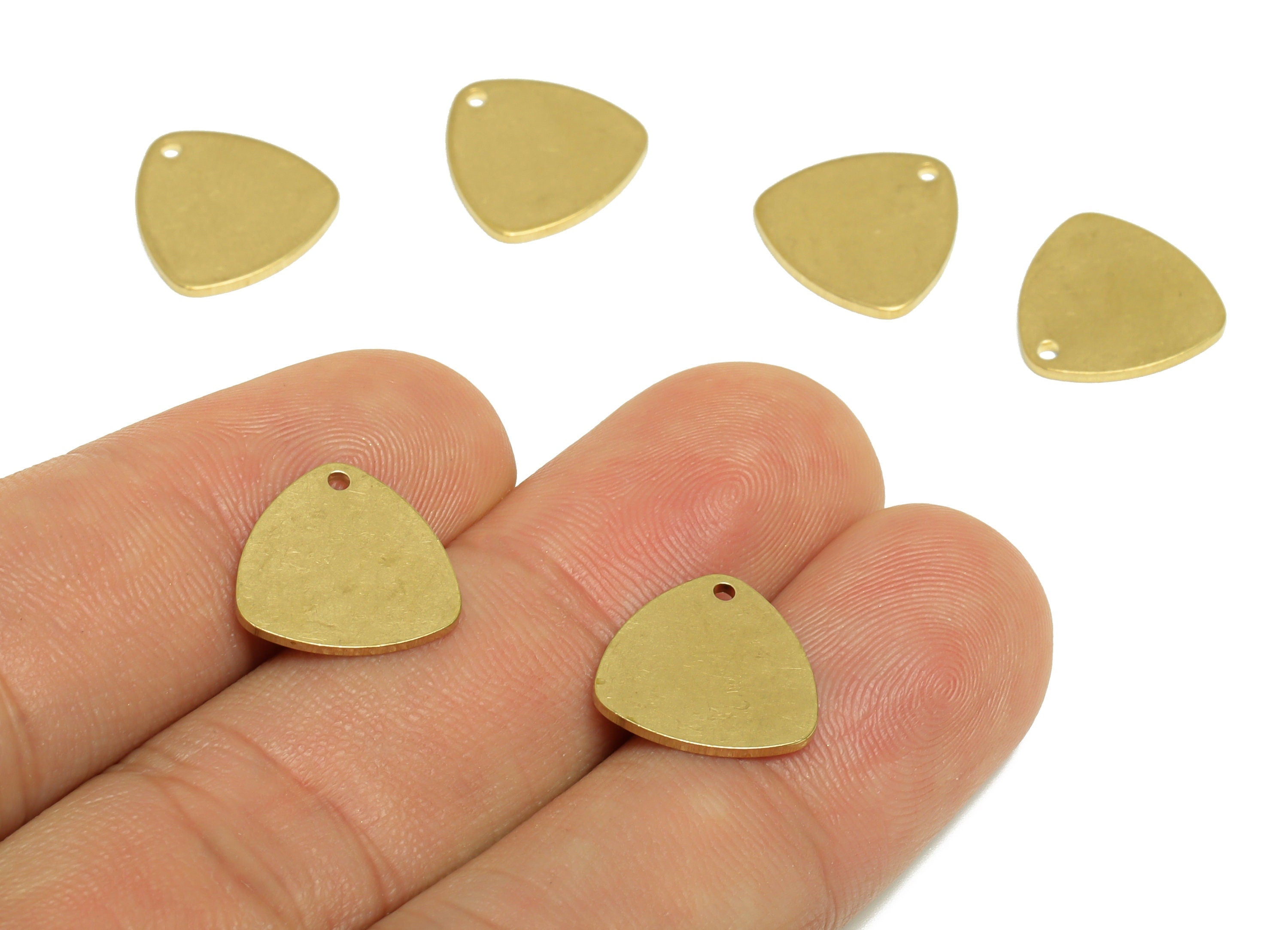 Brass Triangle Earring Charm - Raw Brass Oval Triangle Earring Charm - Brass Geometry Pendant - Earring Finding - 13x13x1mm - PP10192 - DOMEDBAZAAR