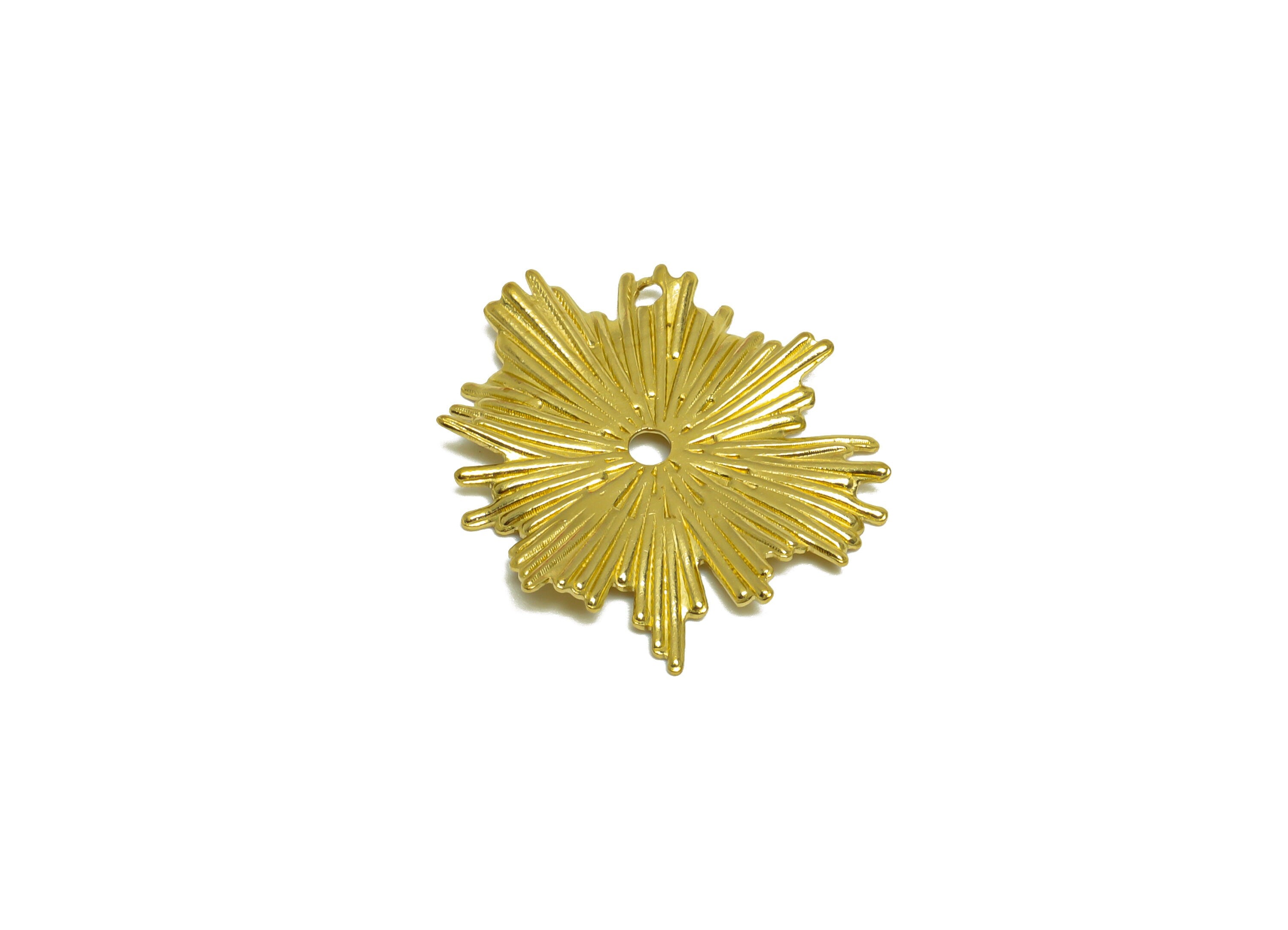 Brass Textured Flower Earring Charm - Raw Brass Textured Wavy Earring Charm - Brass Flower Pendant - Earring Finding - 22x19.4x1mm - PP10222 - DOMEDBAZAAR