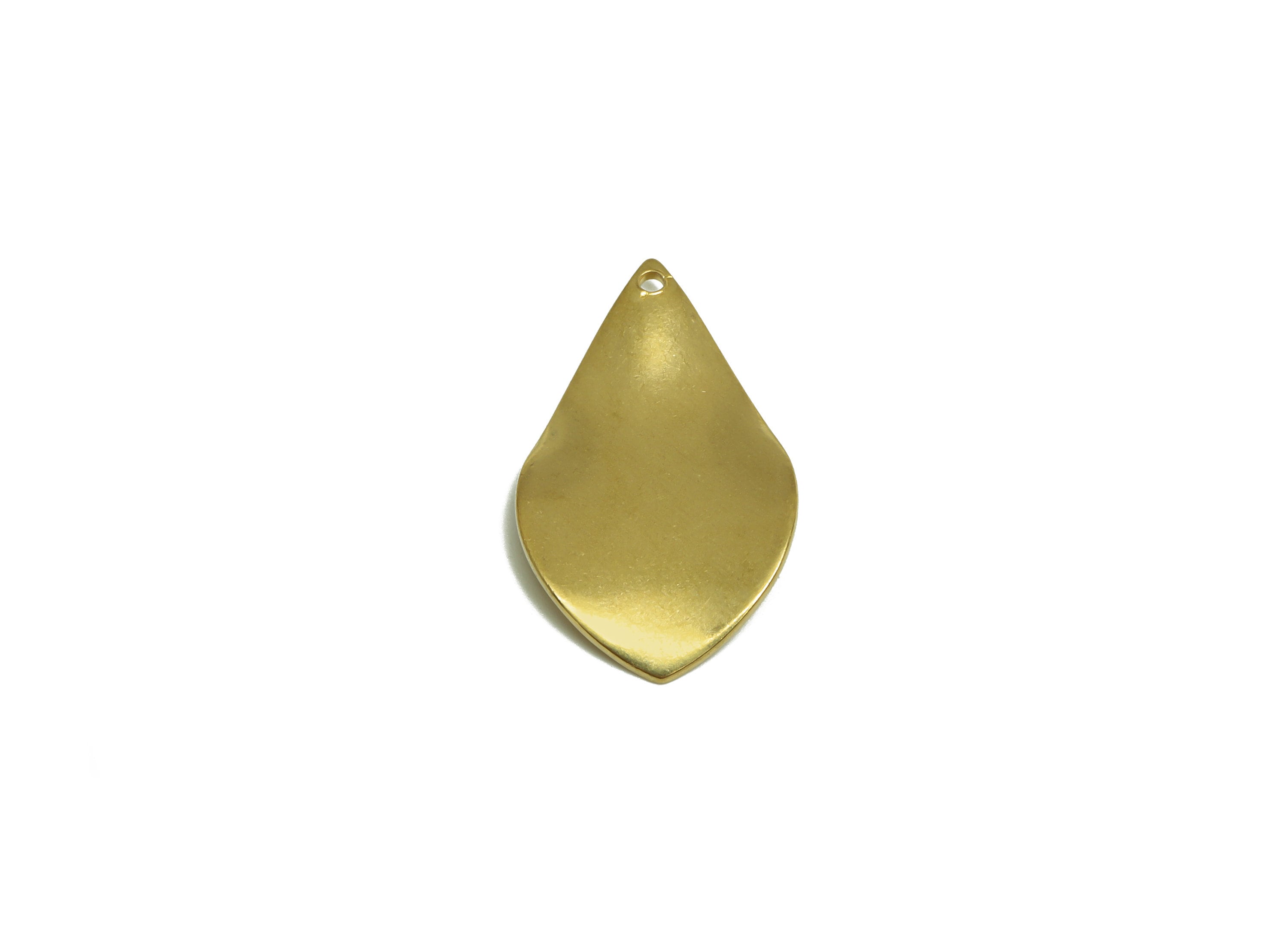 Brass Teardrop Earring Charm - Raw Brass Wavy Drop Leaf Earring Charm - Brass Geometry Earring Charm - Earring Finding - 25x15x1mm - PP10196 - DOMEDBAZAAR