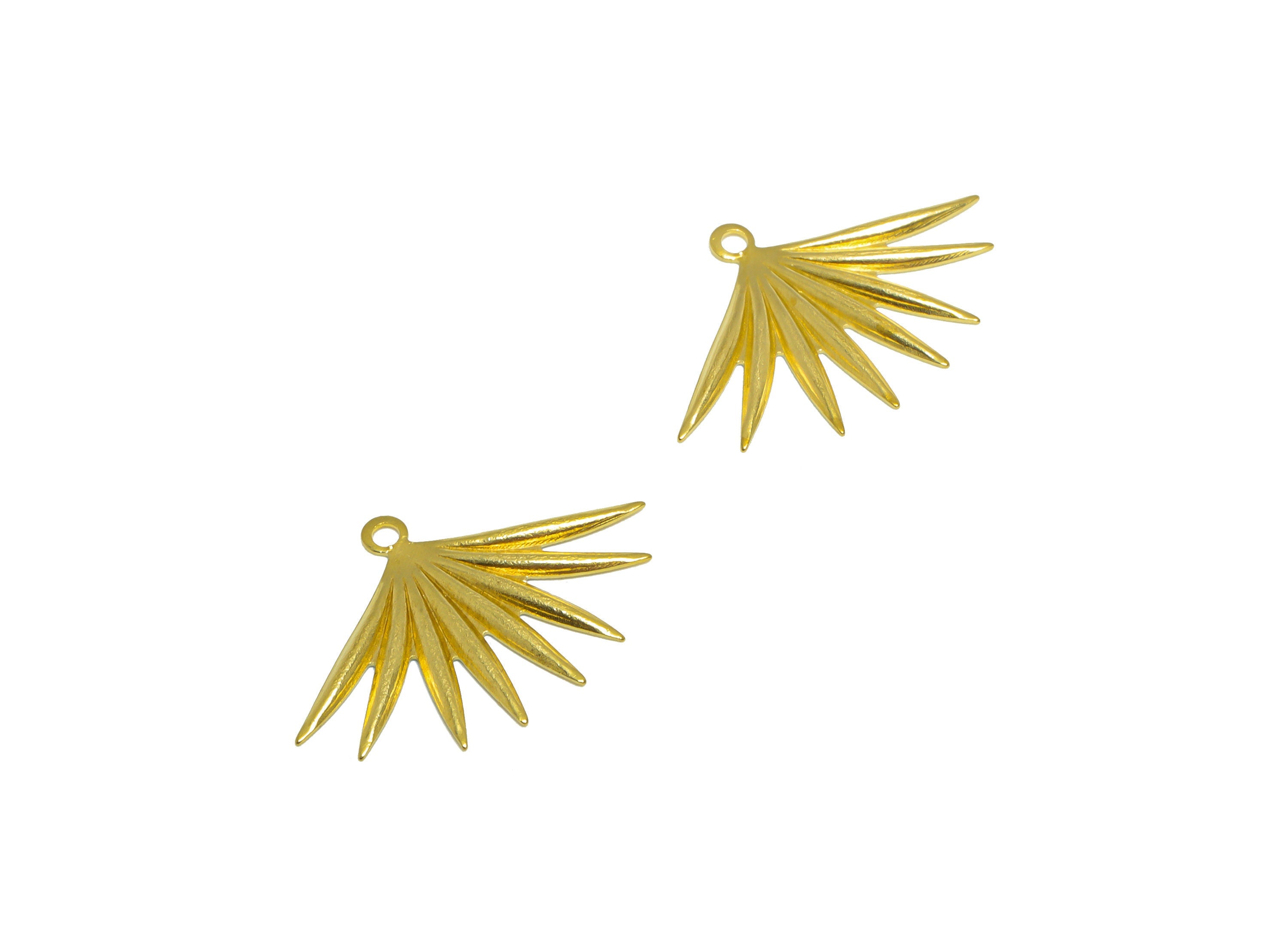 Brass Grass Earring Charm - Raw Brass Textured Grass Earring Charm - Brass Botanical Earring Charm - Earring Finding - 24.4x16x1mm - PP10266 - DOMEDBAZAAR