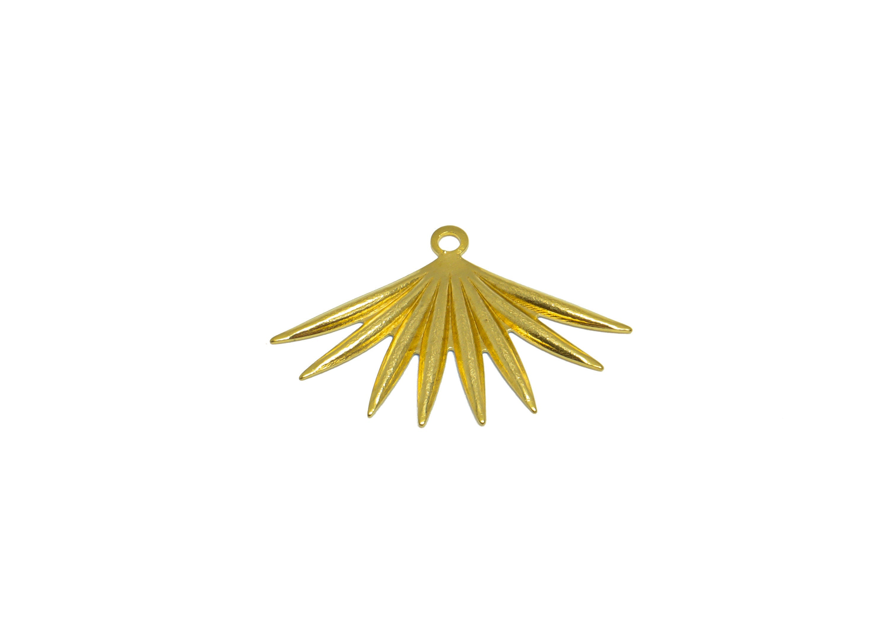Brass Grass Earring Charm - Raw Brass Textured Grass Earring Charm - Brass Botanical Earring Charm - Earring Finding - 24.4x16x1mm - PP10266 - DOMEDBAZAAR