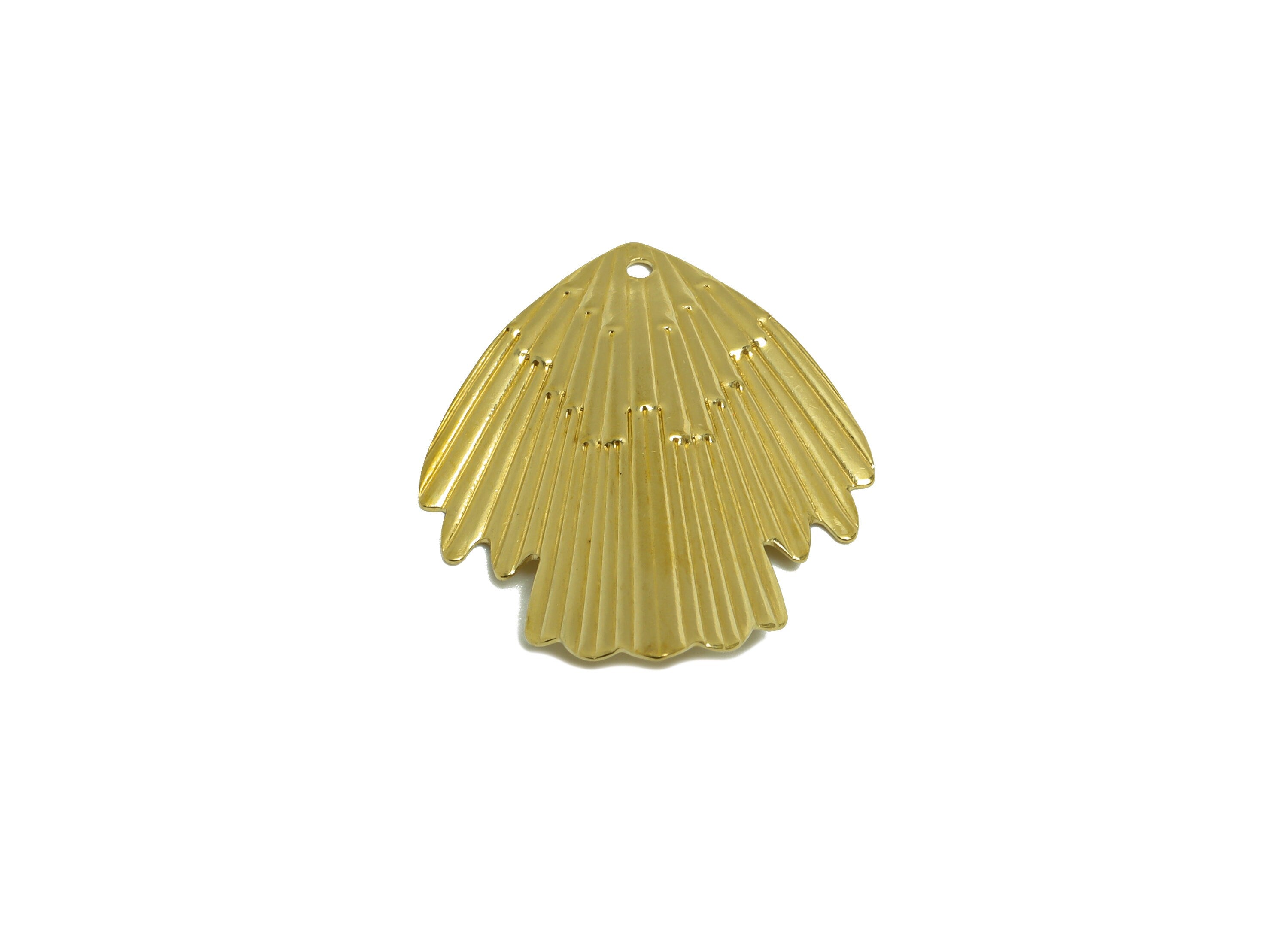 Brass Fish Tail Earring Charm - Raw Brass Bent Fish Tail Earring Charm - Textured Bent Earring Charm - Earring Finding - 32x25x4mm - PP10254 - DOMEDBAZAAR