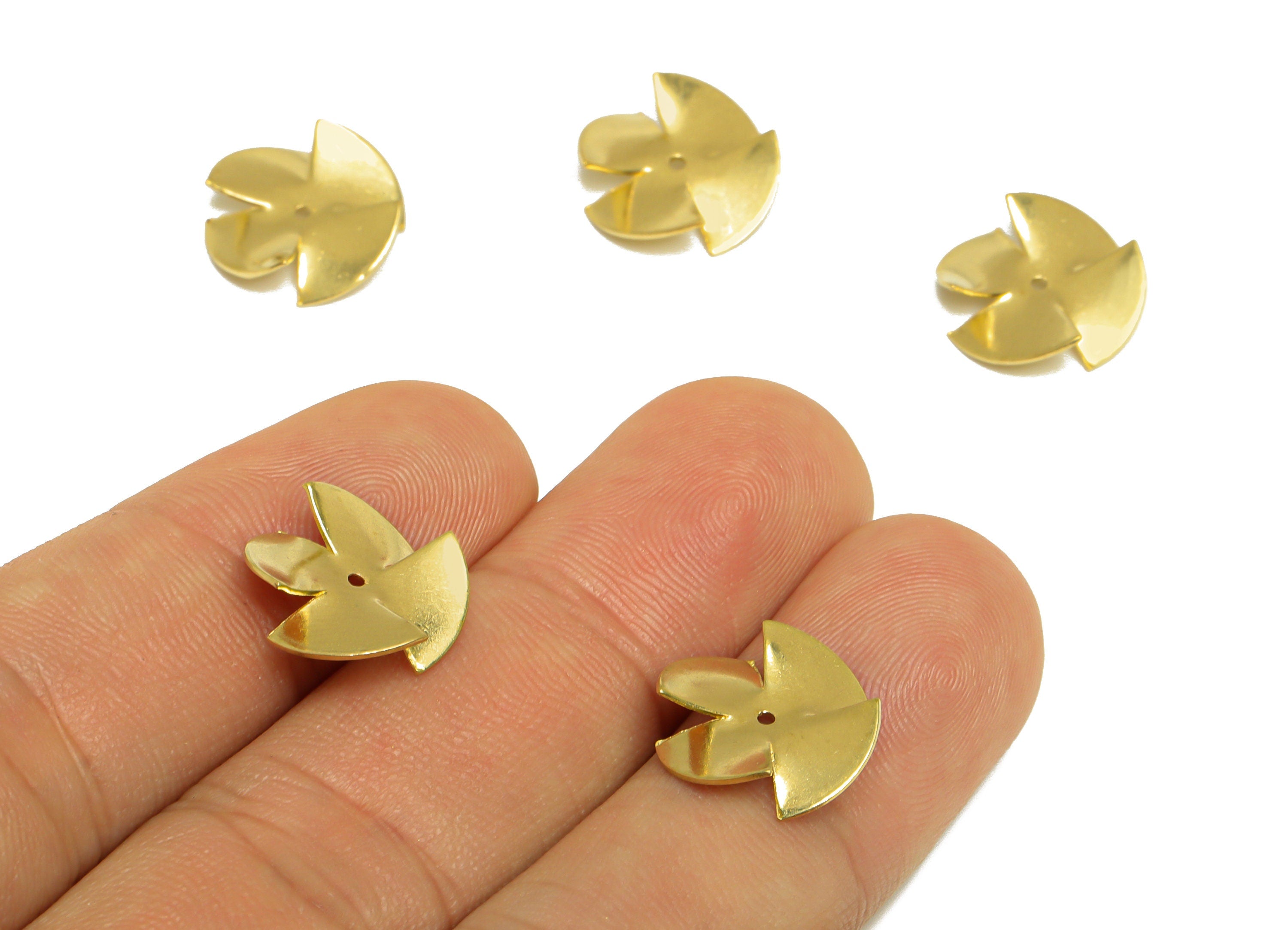 Brass Flower Earring Charm - Raw Brass Windmill Earring Charm - Brass Geometry Earring Charm - Earring Finding - 13.6x13.6x2mm - PP10298 - DOMEDBAZAAR