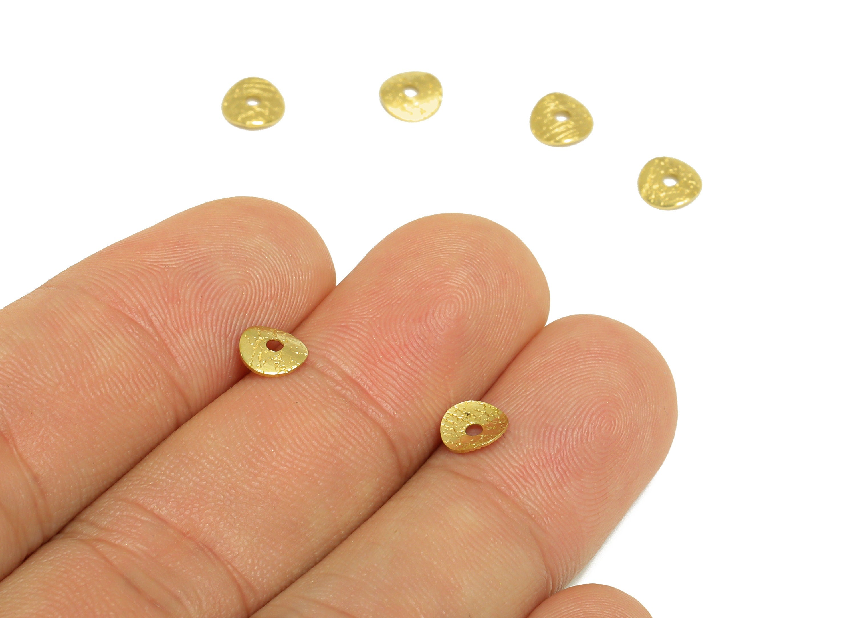 Brass Hammered Space Beads - Raw Brass 6mm Donut Spacer Earring Charm - Brass Circle Earring Charm - Earring Finding - 6x6x1.3mm - PP10232 - DOMEDBAZAAR
