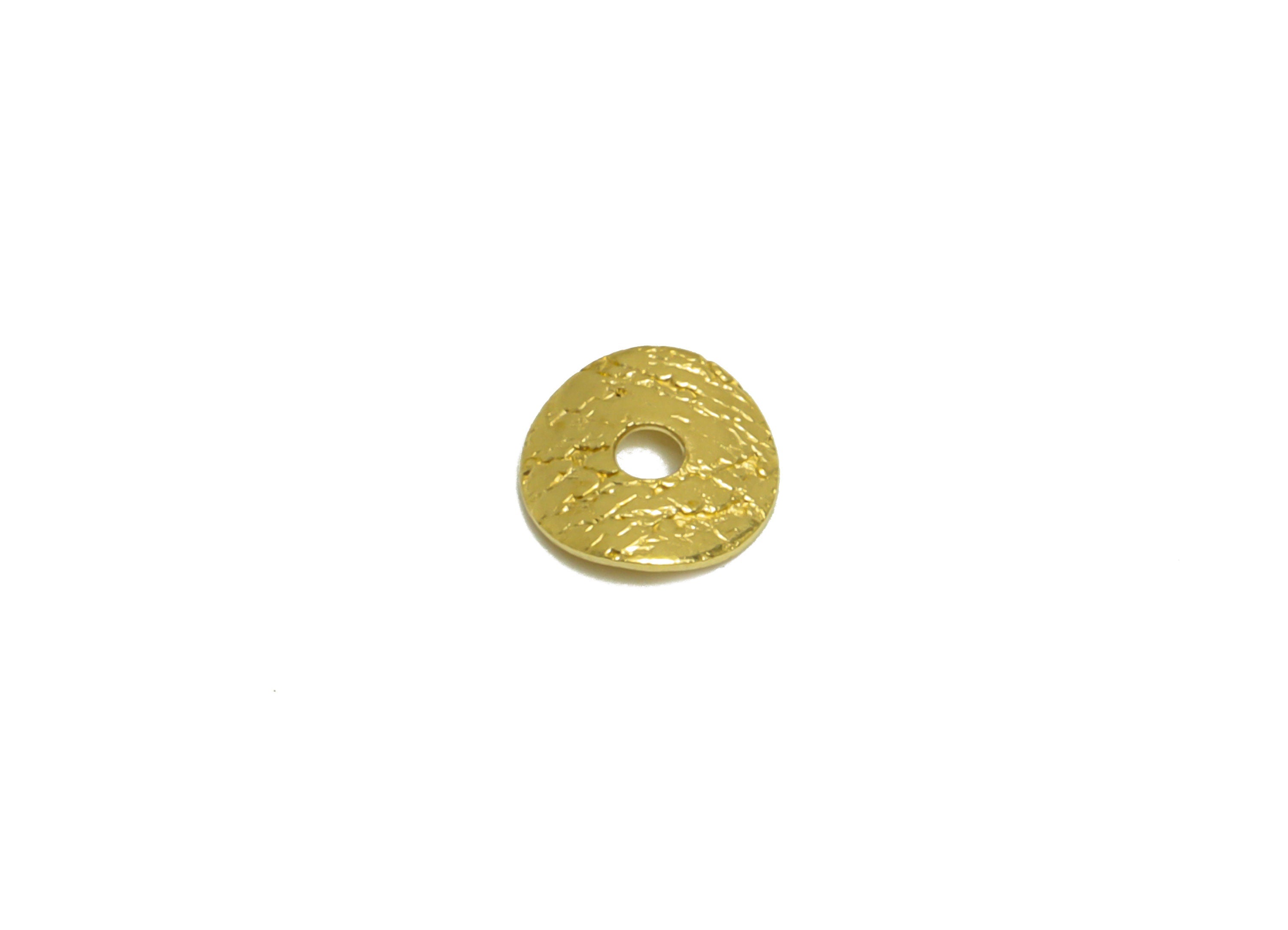 Brass Hammered Space Beads - Raw Brass 6mm Donut Spacer Earring Charm - Brass Circle Earring Charm - Earring Finding - 6x6x1.3mm - PP10232 - DOMEDBAZAAR